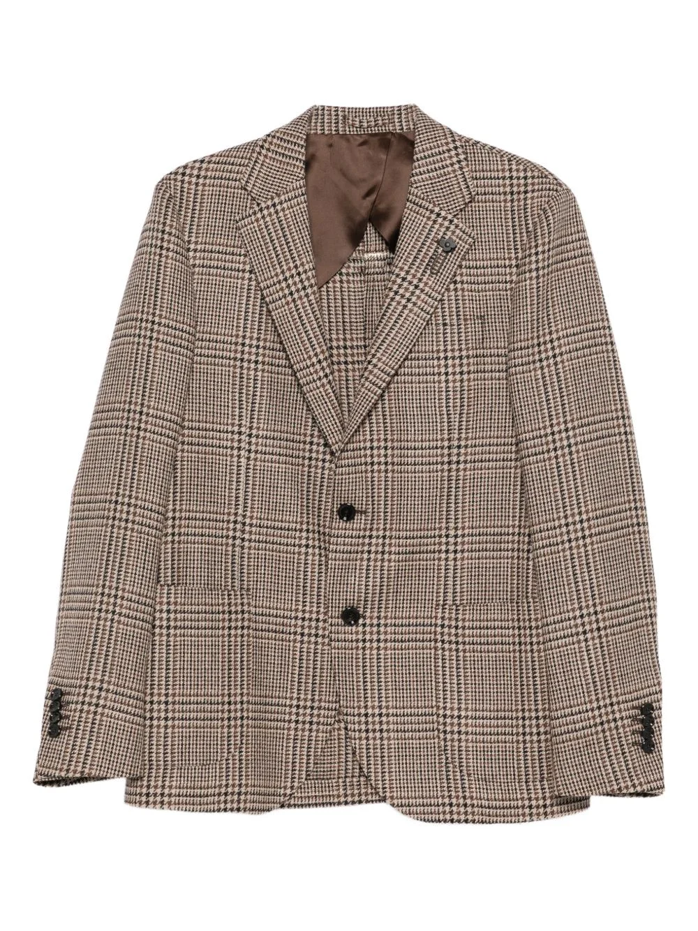 checked single-breasted blazer - 1