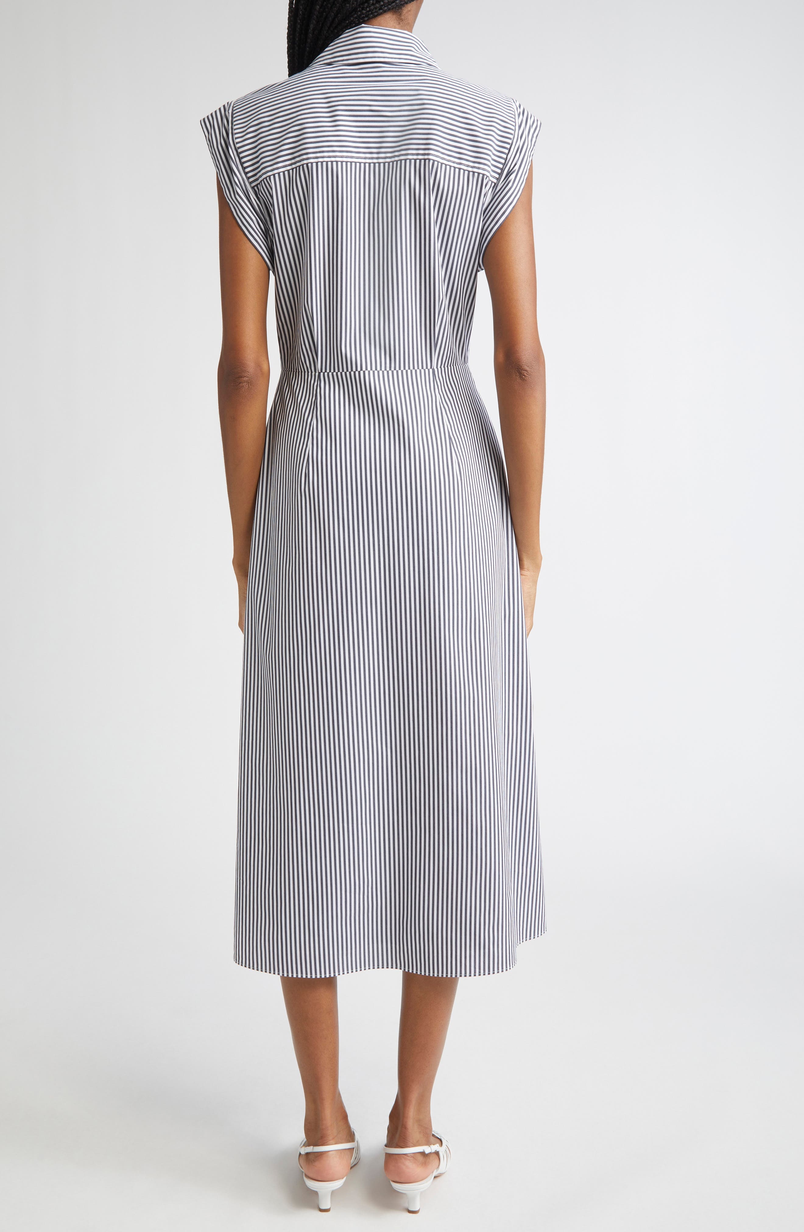Veronica Beard Haydon Stripe Cotton Blend Shirtdress in Navy White at Nordstrom - 2