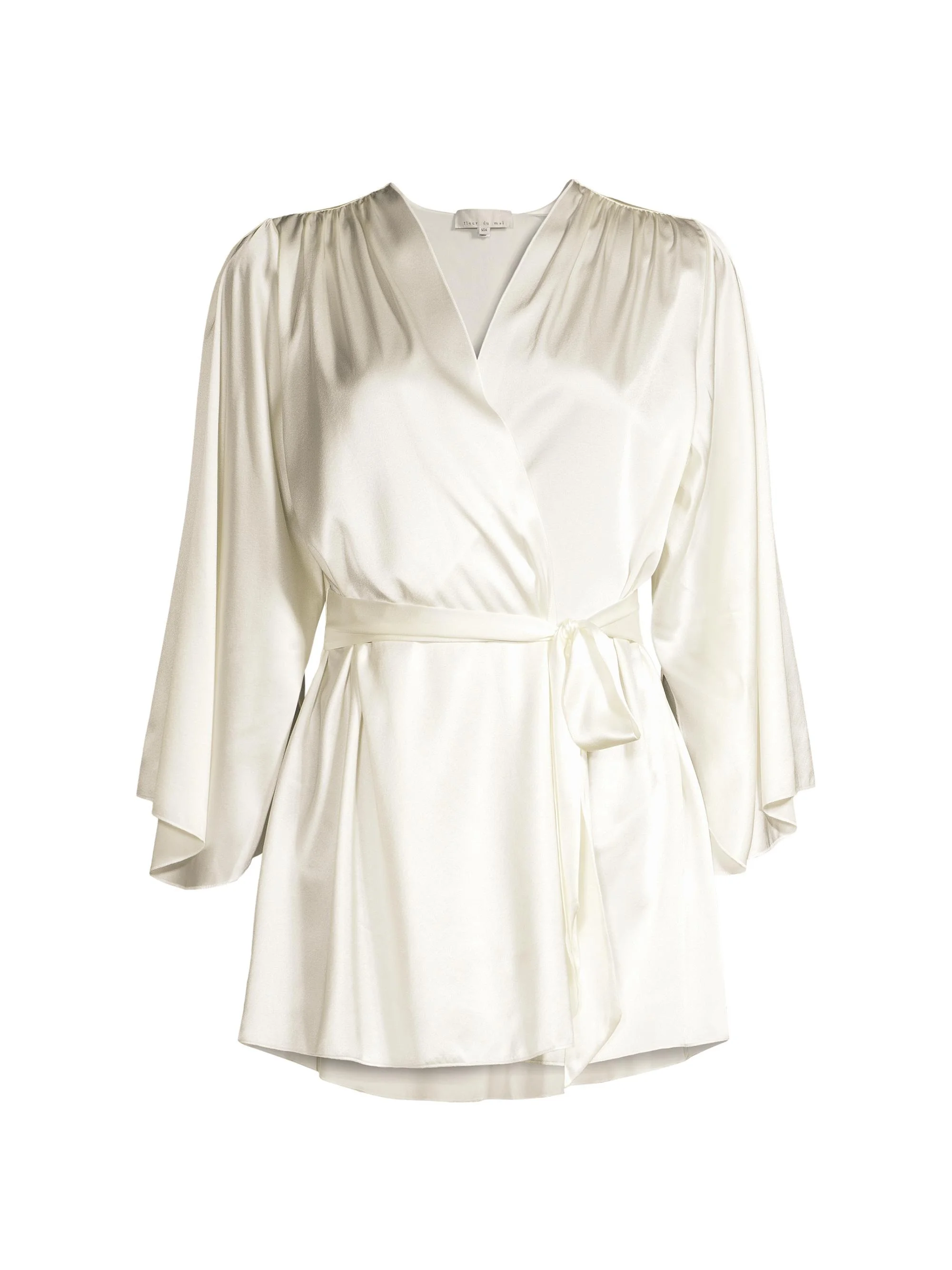 Women's Satin Short Robe - Ivory - 1