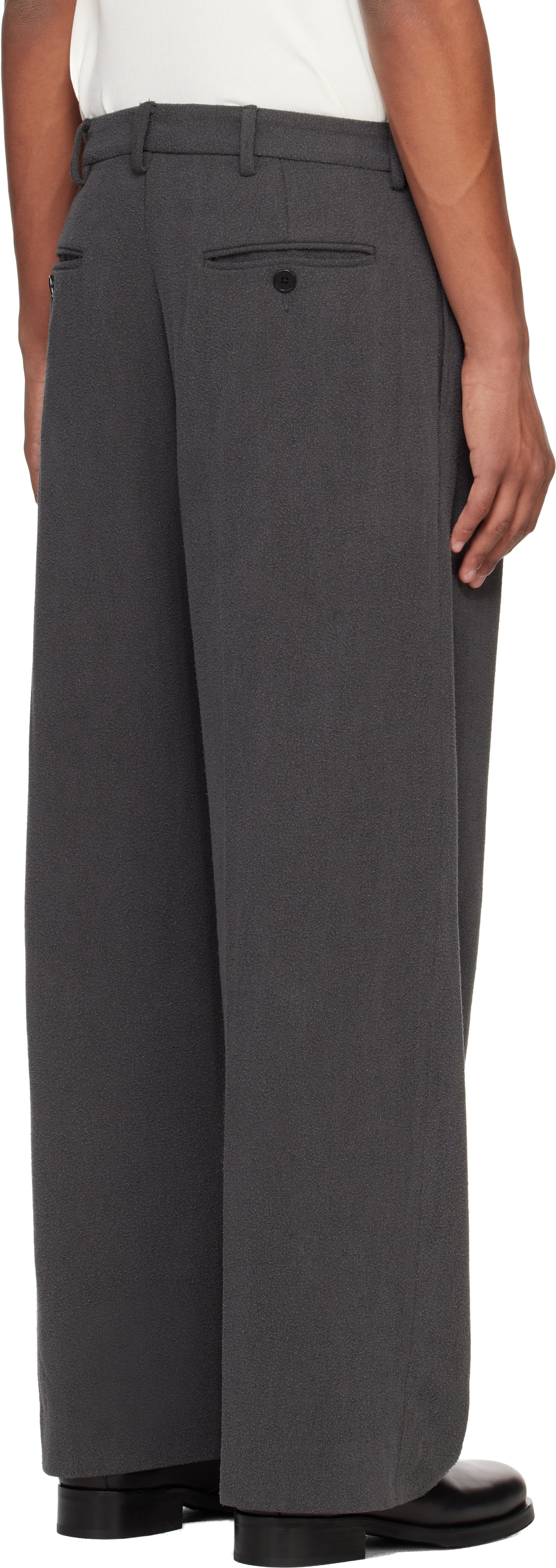 Gray Double Pleat Trousers - 3