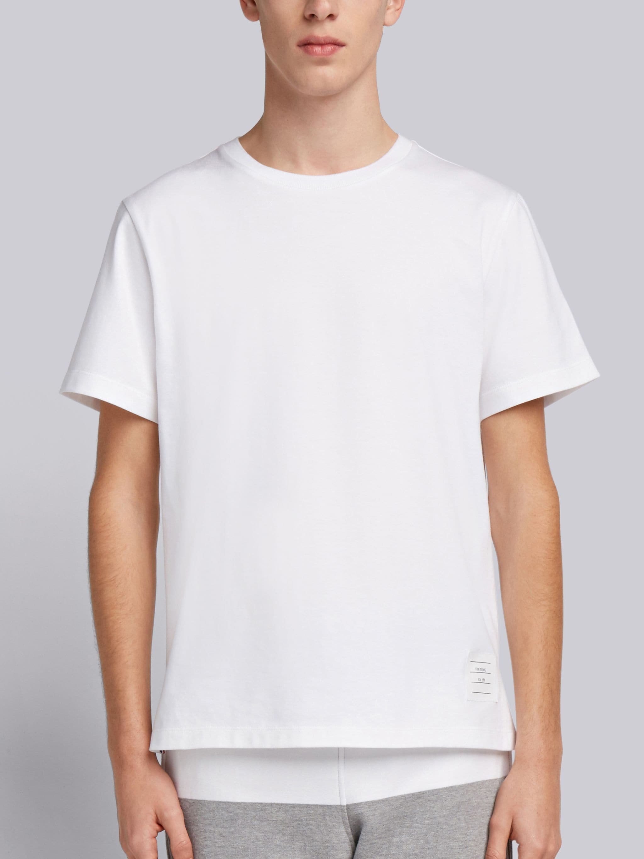 White Medium Weight Jersey Side Slit Relaxed Fit Tee - 1