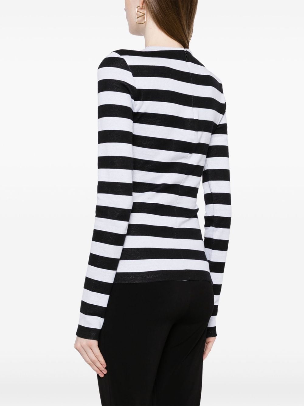 logo intarsia-knit striped cotton top - 4