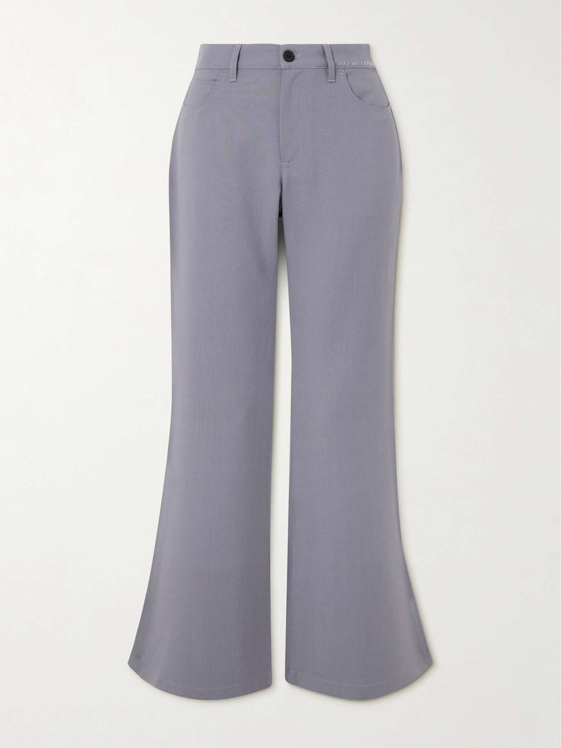 Embroidered grain de poudre wool and mohair-blend flared pants - 1