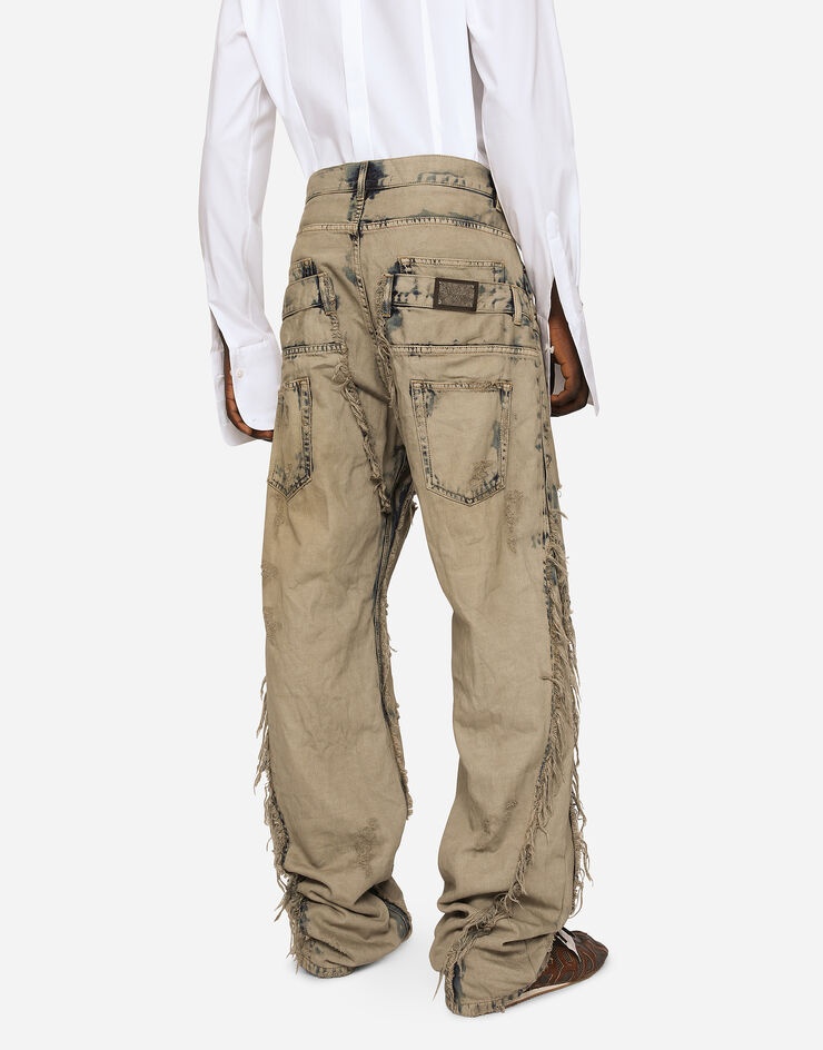 Overdyed patchwork denim jeans - 4