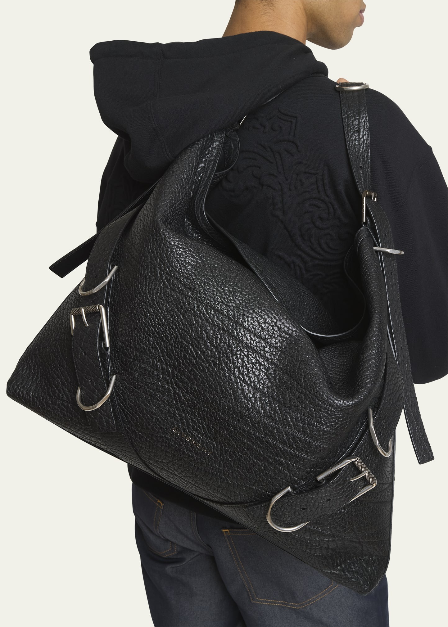 Men's Voyou Large Bag in Embossed Leather - 2