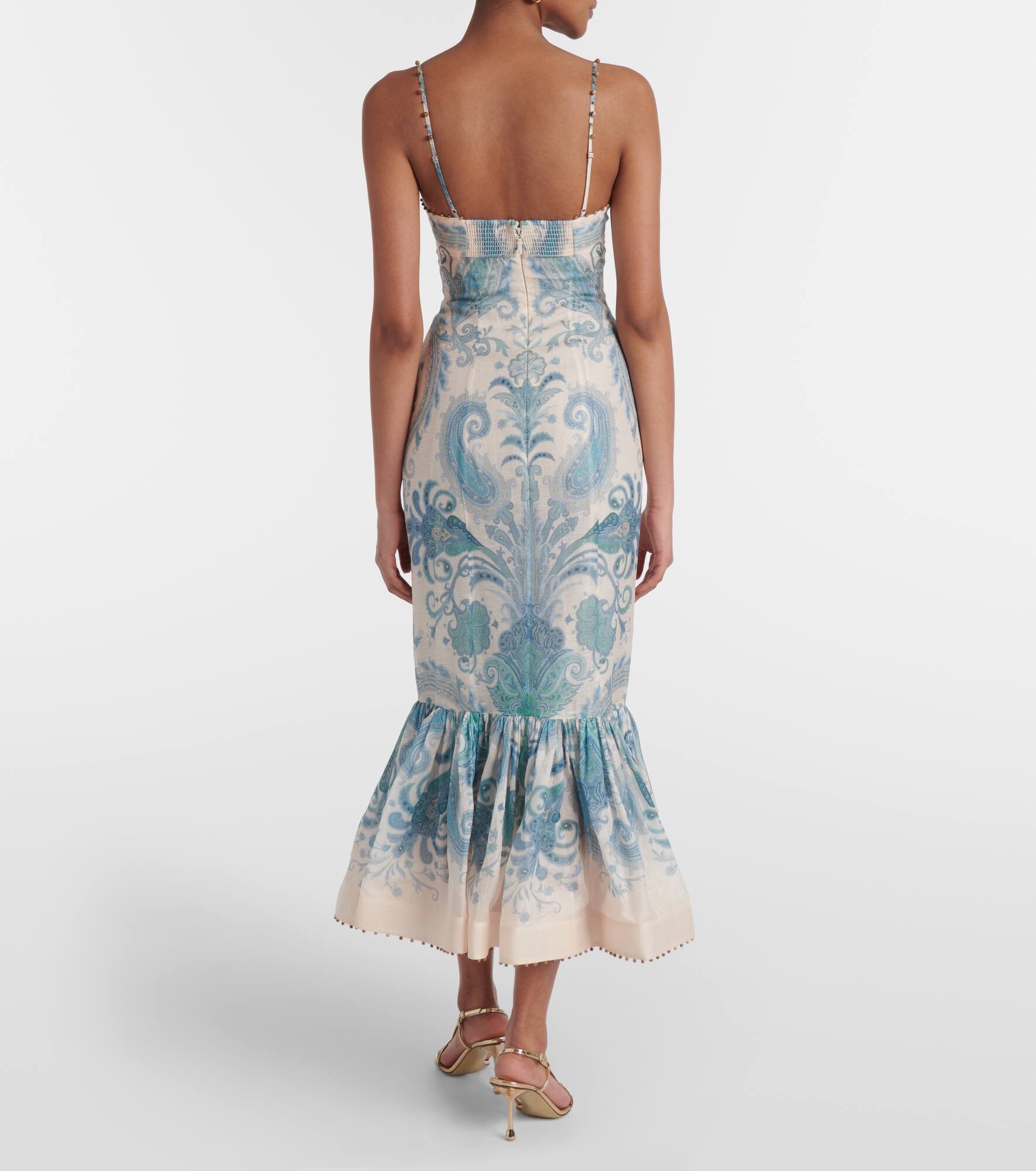 Illuminate paisley silk and linen gown - 3