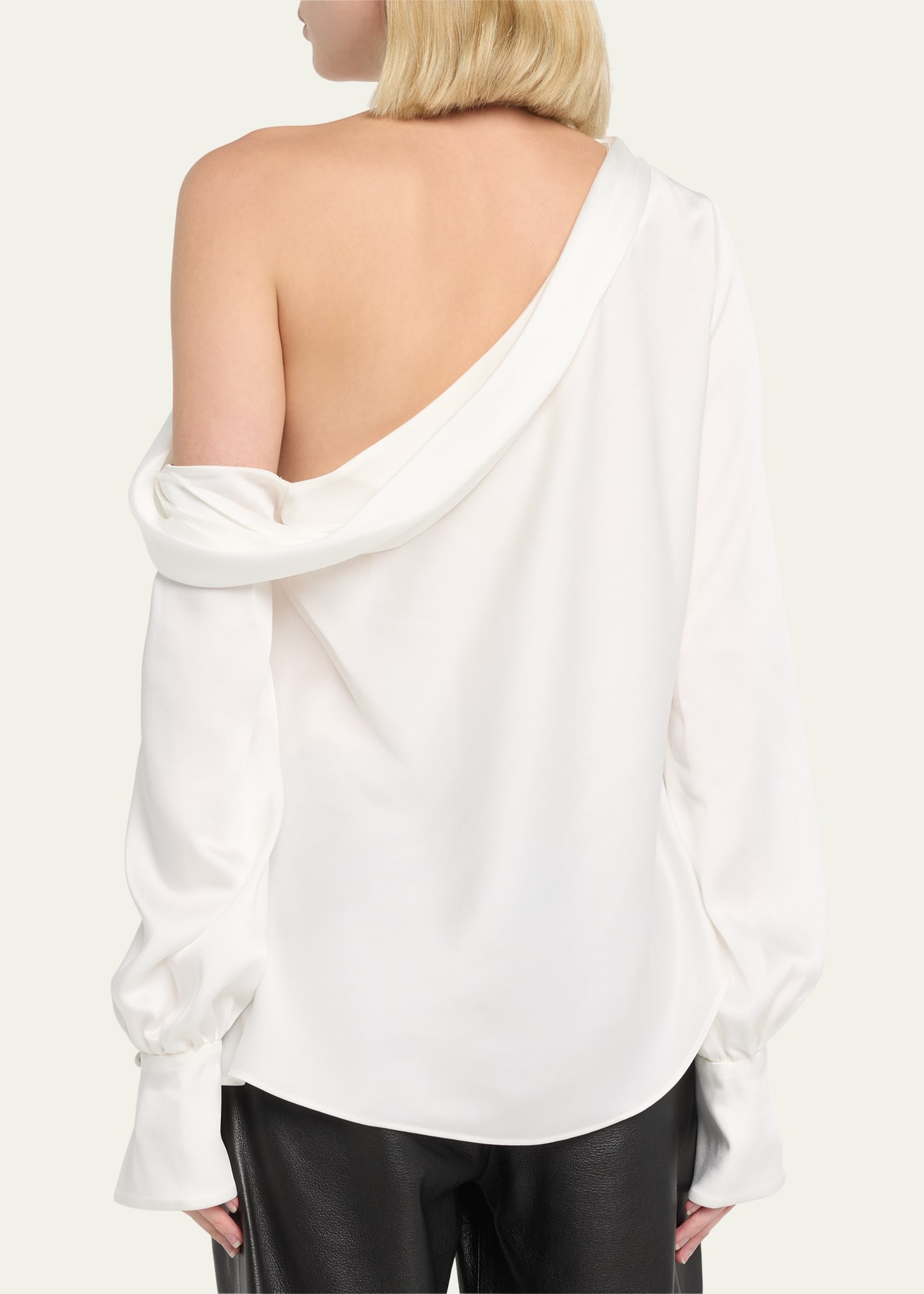 Alice Draped Satin One-Shoulder Top - 3