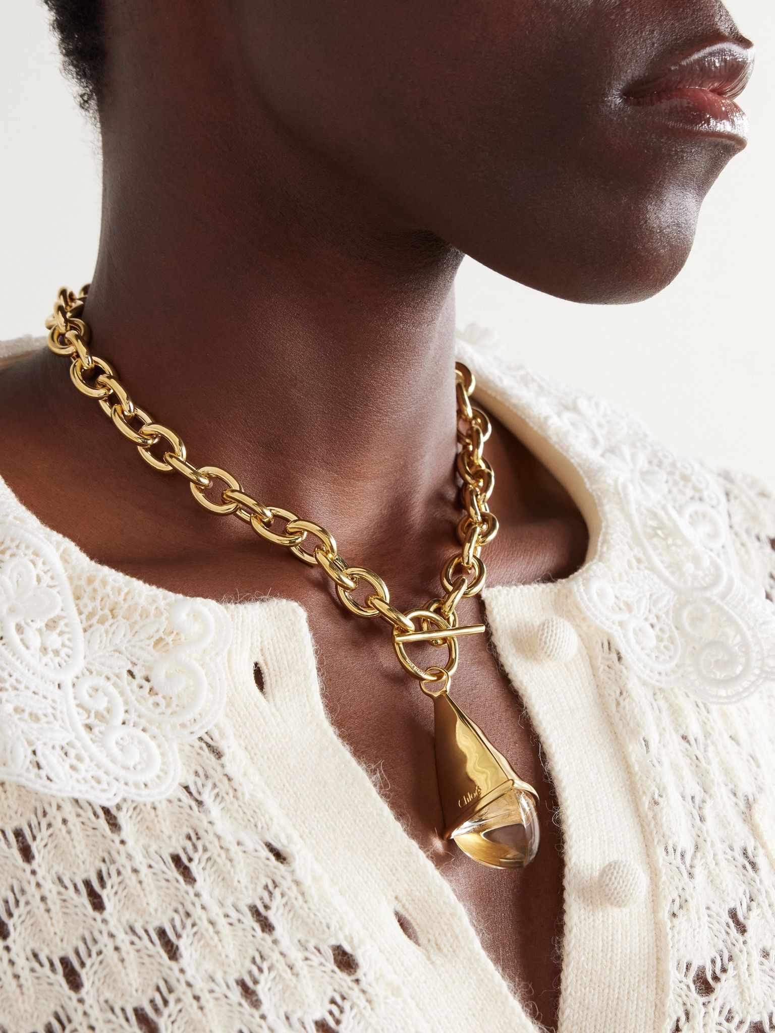 Gold-tone and resin necklace Gold - 2