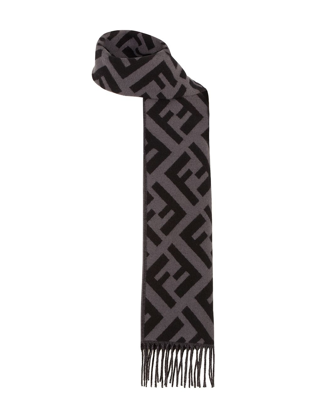 FF-intarsia fringed trim scarf - 1