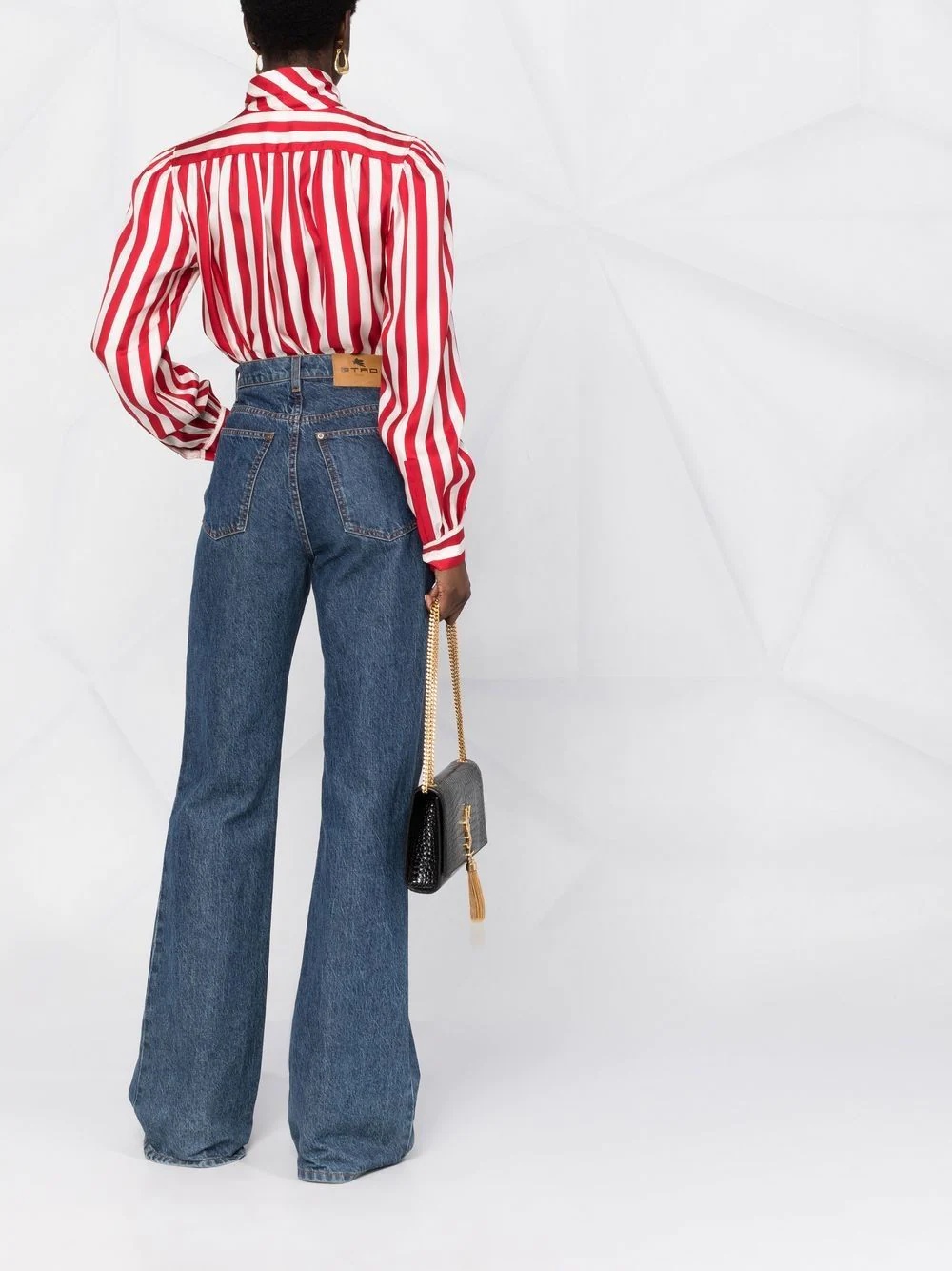 pussybow striped shirt - 6