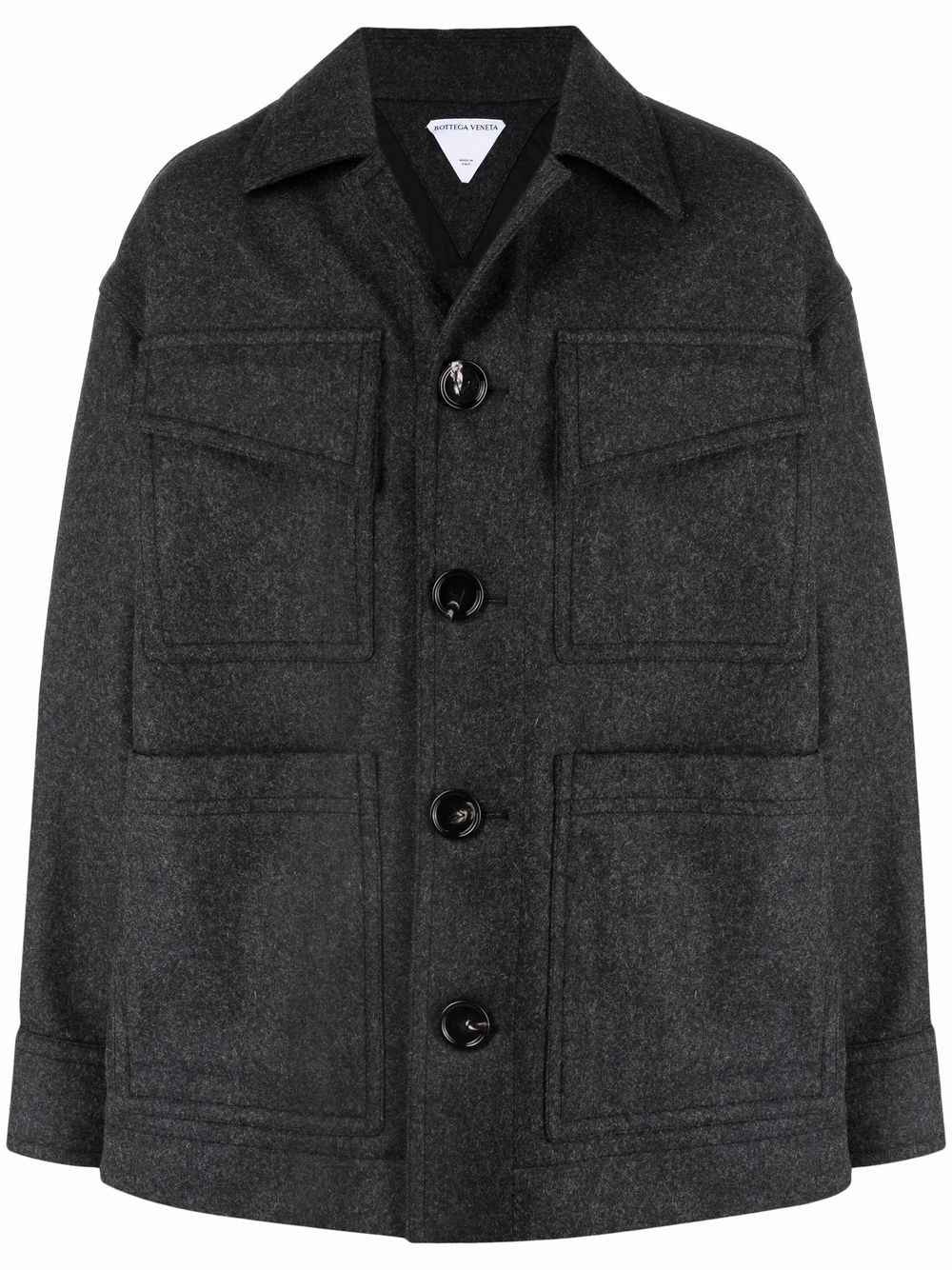 button-up tailored wool coat - 1