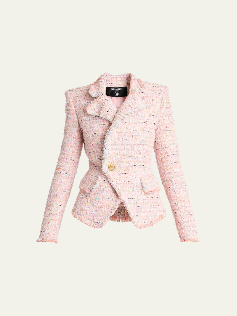 Lion Head Single-Breasted Tweed Jacket 1