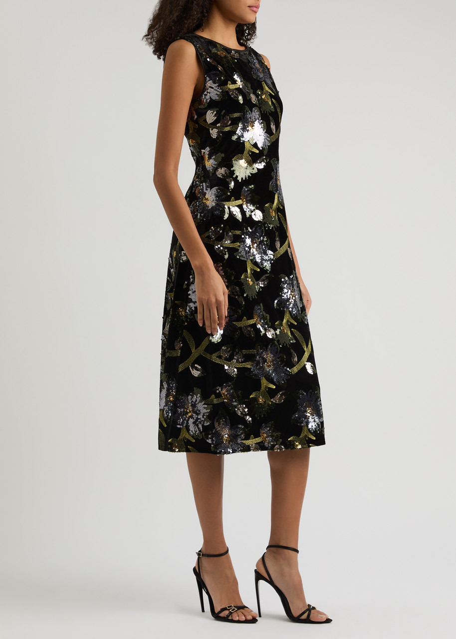 Diane Von Furstenberg Coral Sequin-embellished Velvet Midi Dress - 2