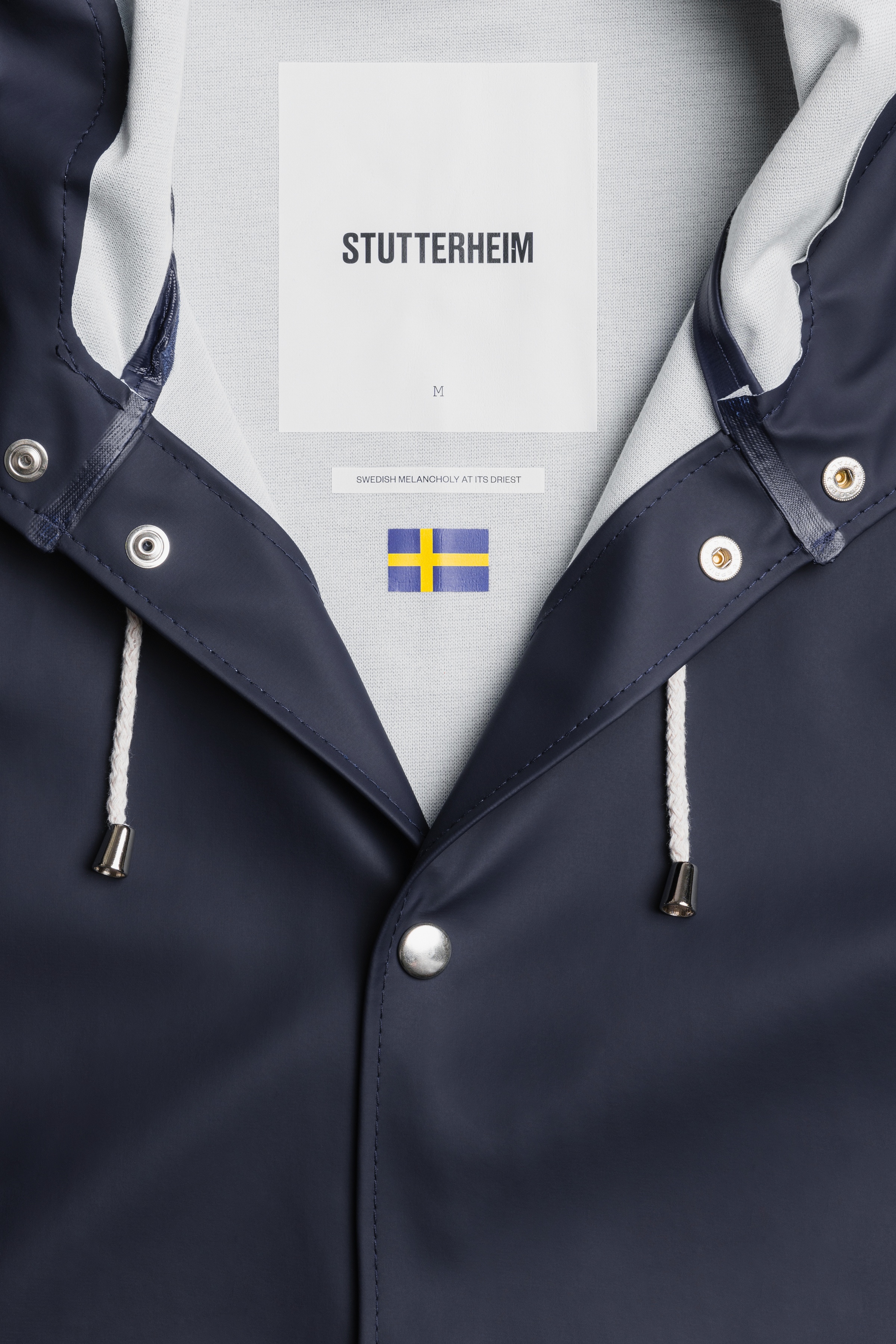 Stockholm Long Print Raincoat Navy - 8