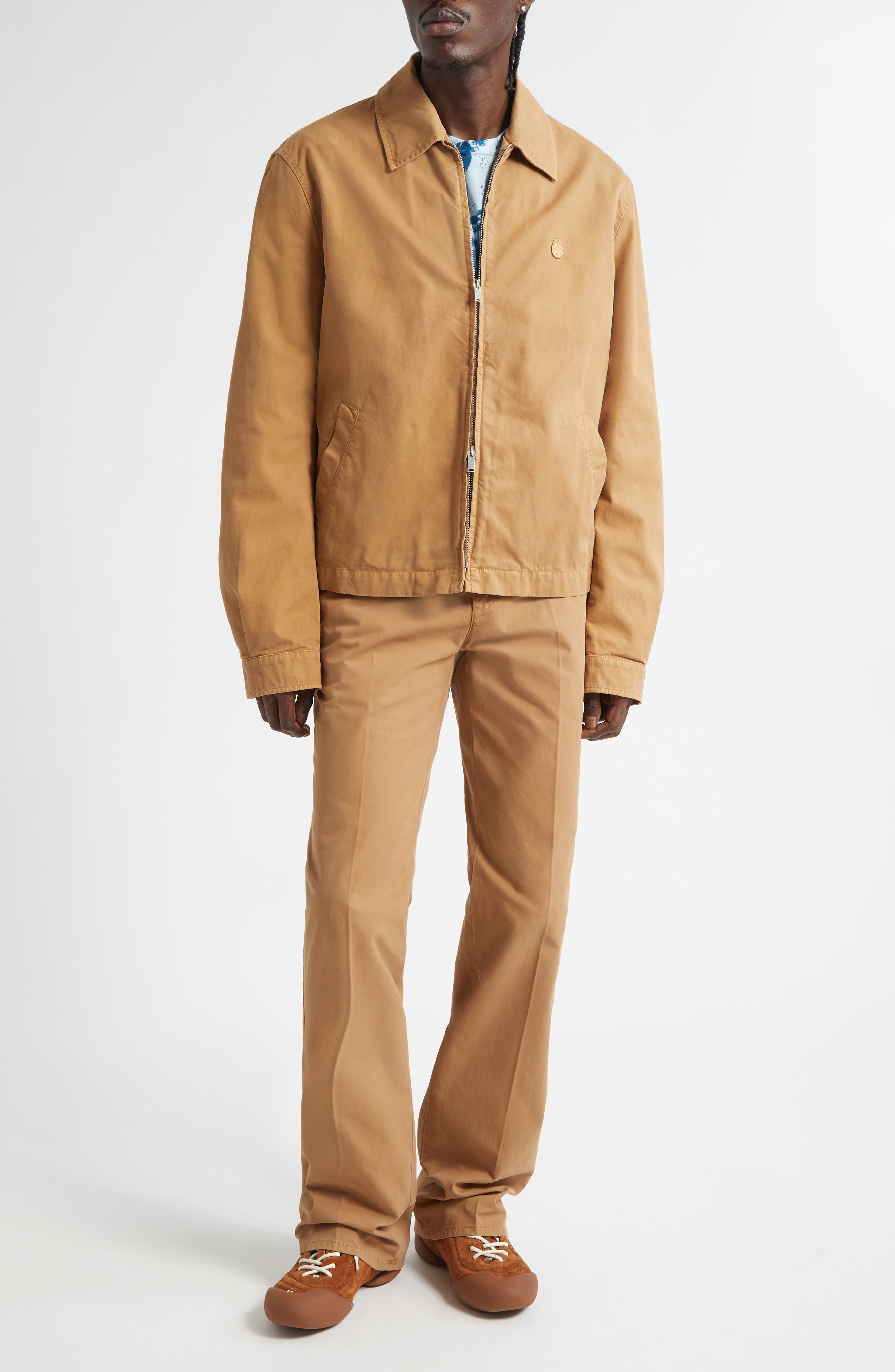 McQueen Embroidered Skull Cotton Twill Jacket in Sand at Nordstrom - 2