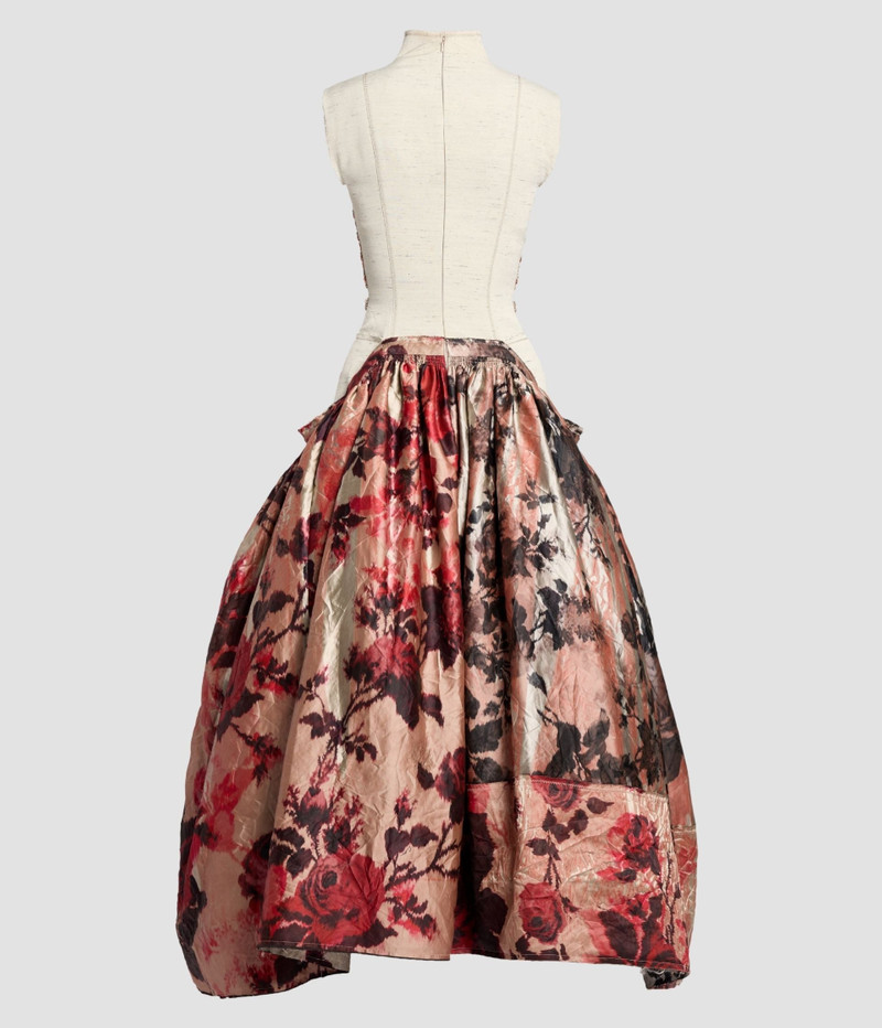 EMBROIDERED TEXTURED SATIN STRAPLESS MIDI DRESS 3