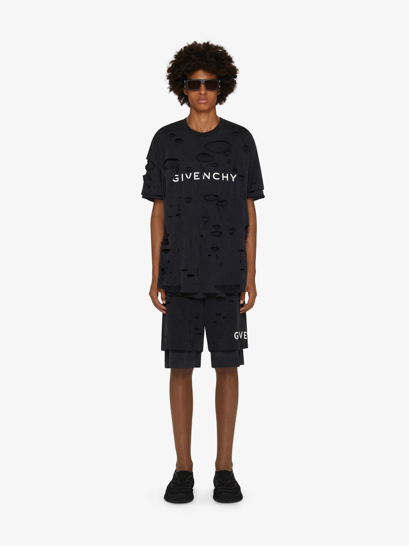 Givenchy GIVENCHY BERMUDA SHORTS IN FELPA WITH DESTROYED EFFECT outlook