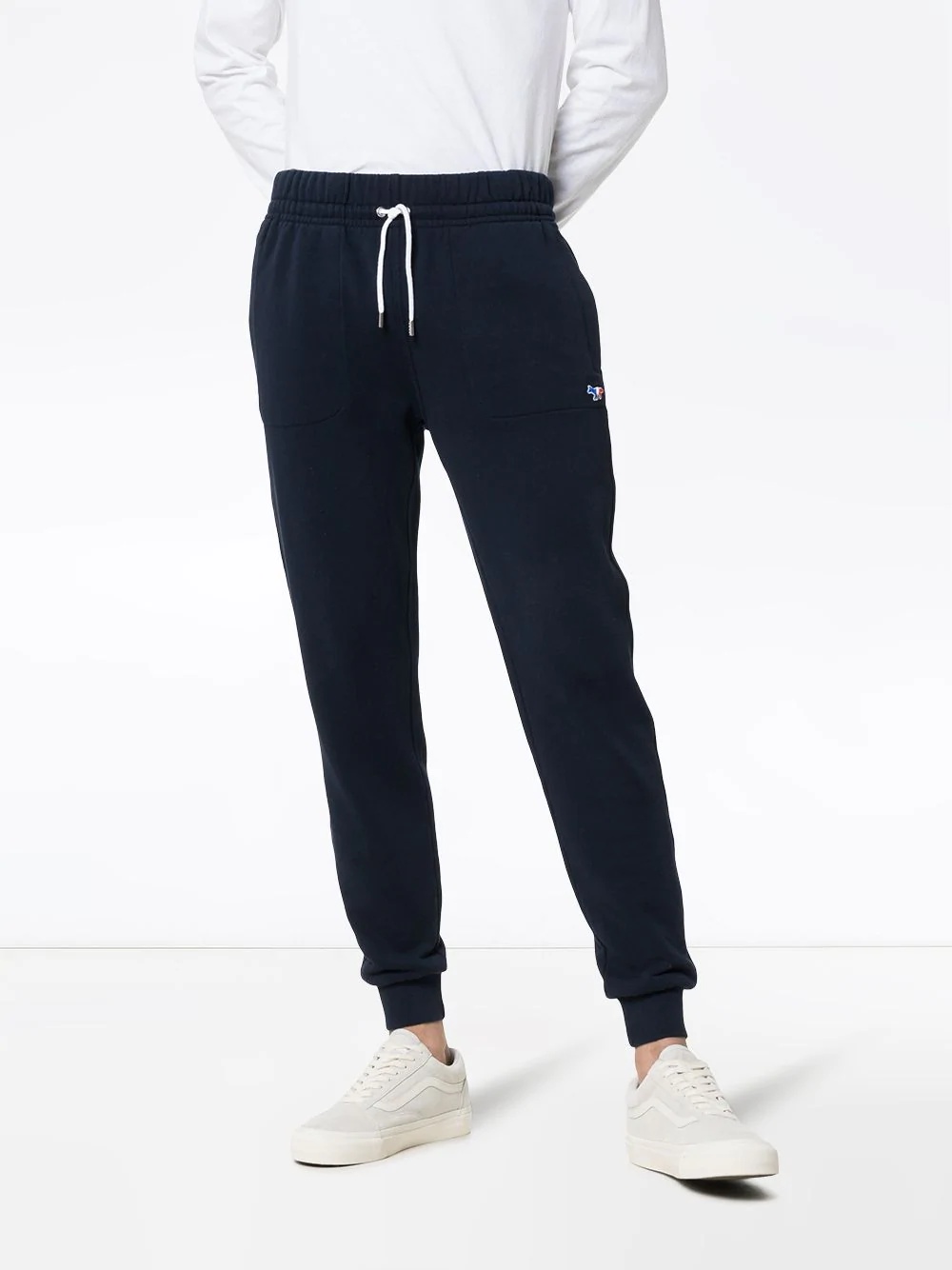 tricolour fox patch cotton track pants - 3