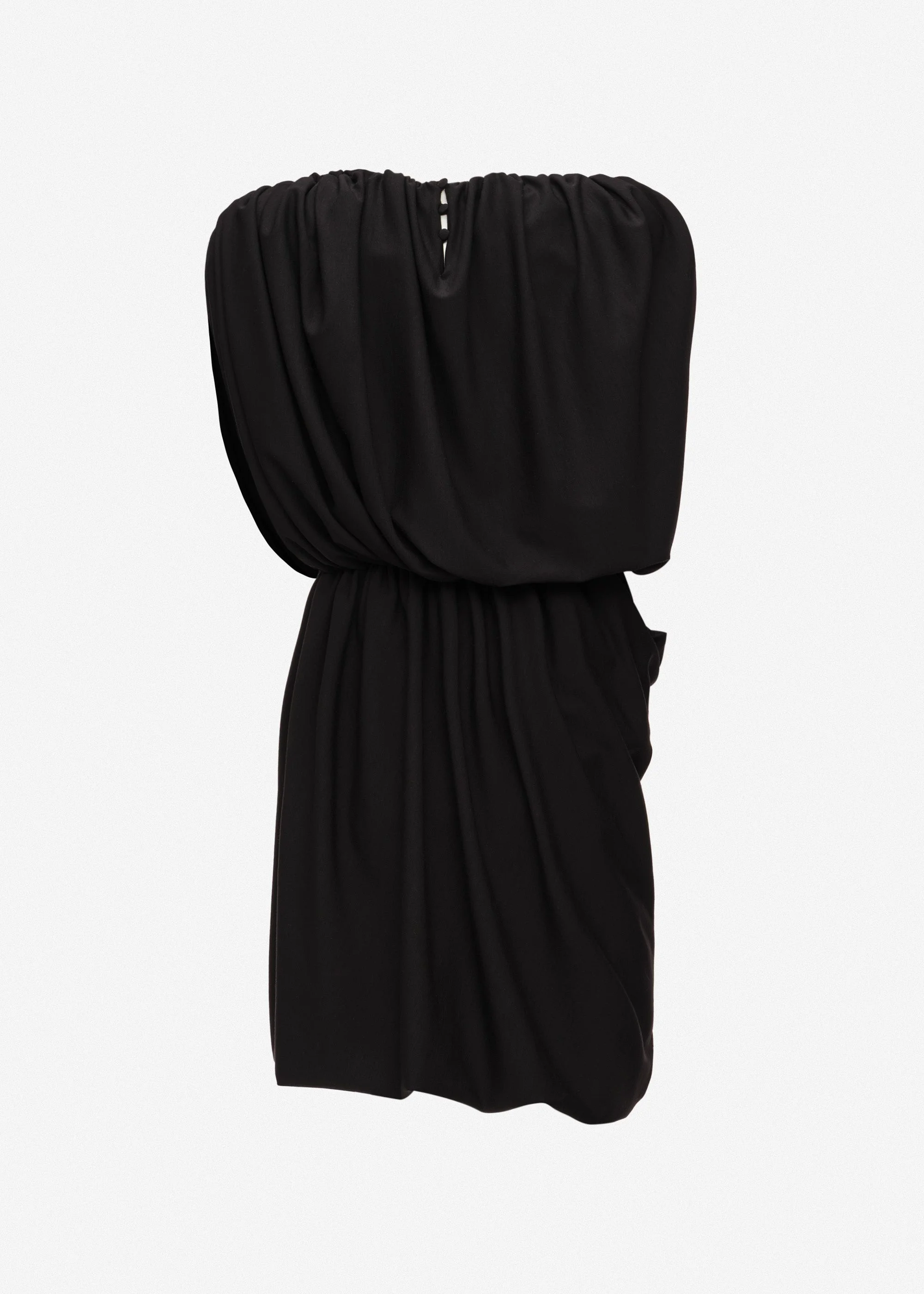 Draped balloon midi dress in black - 1