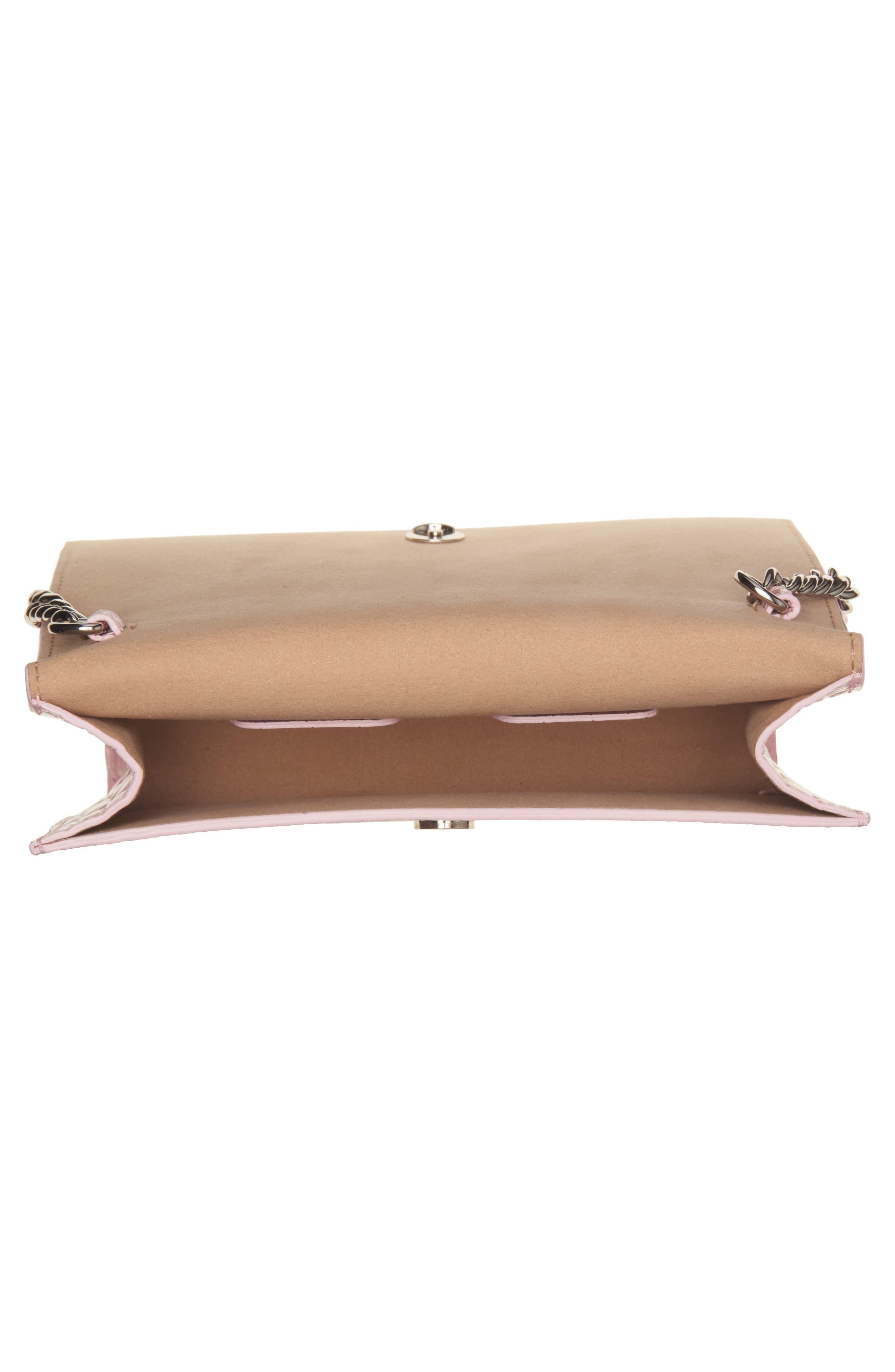 Alexander McQueen Mini Skull Croc Embossed Leather Shoulder Bag in Rose/Silver at Nordstrom - 4