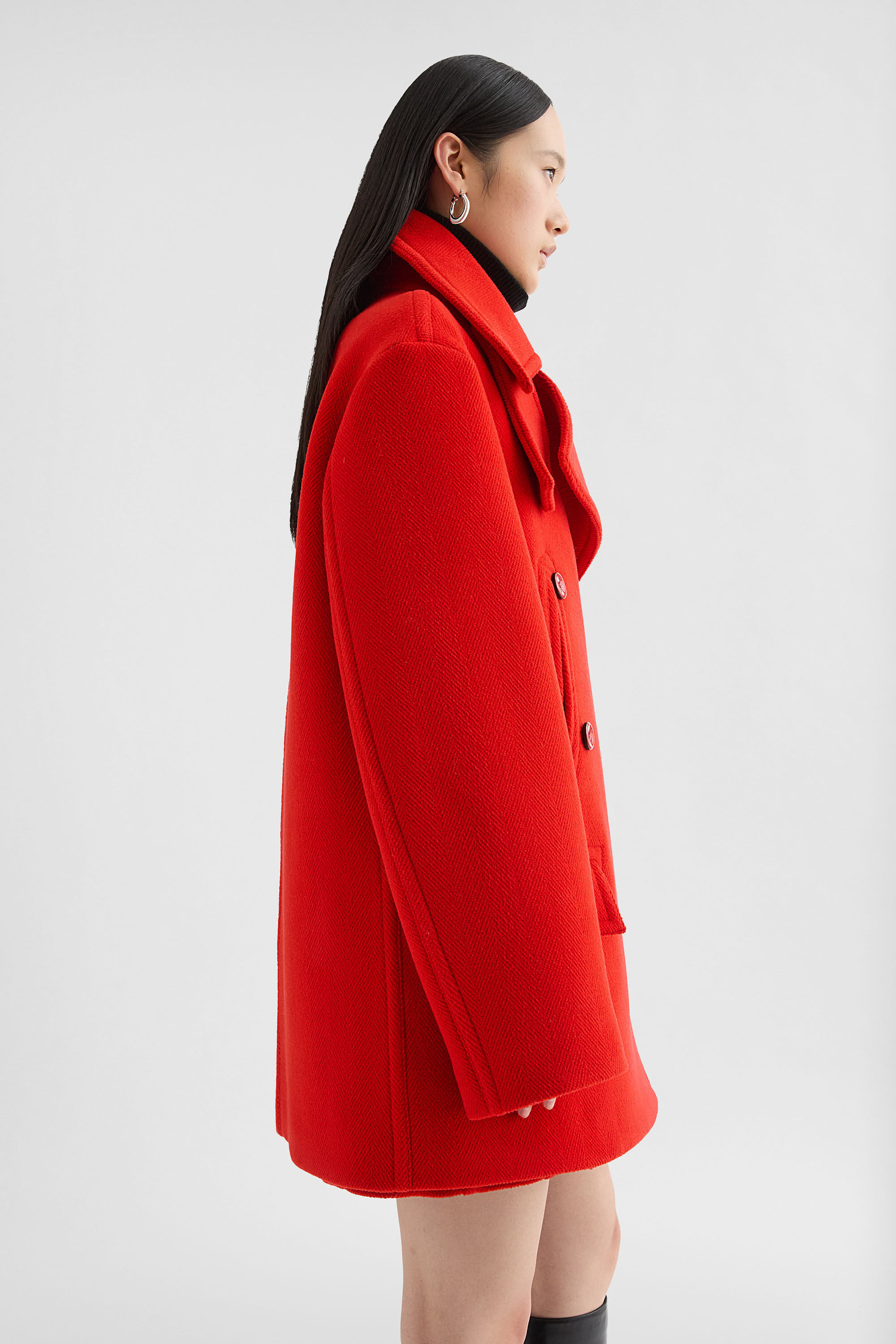 Wool Chevron Coat - 6