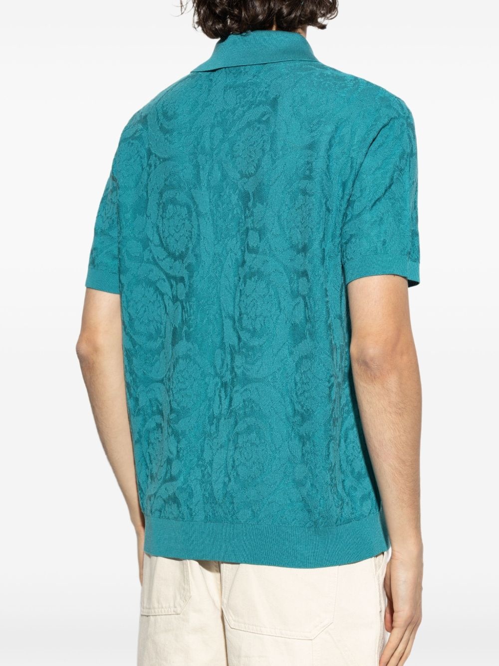 Barocco-jacquard polo shirt - 4