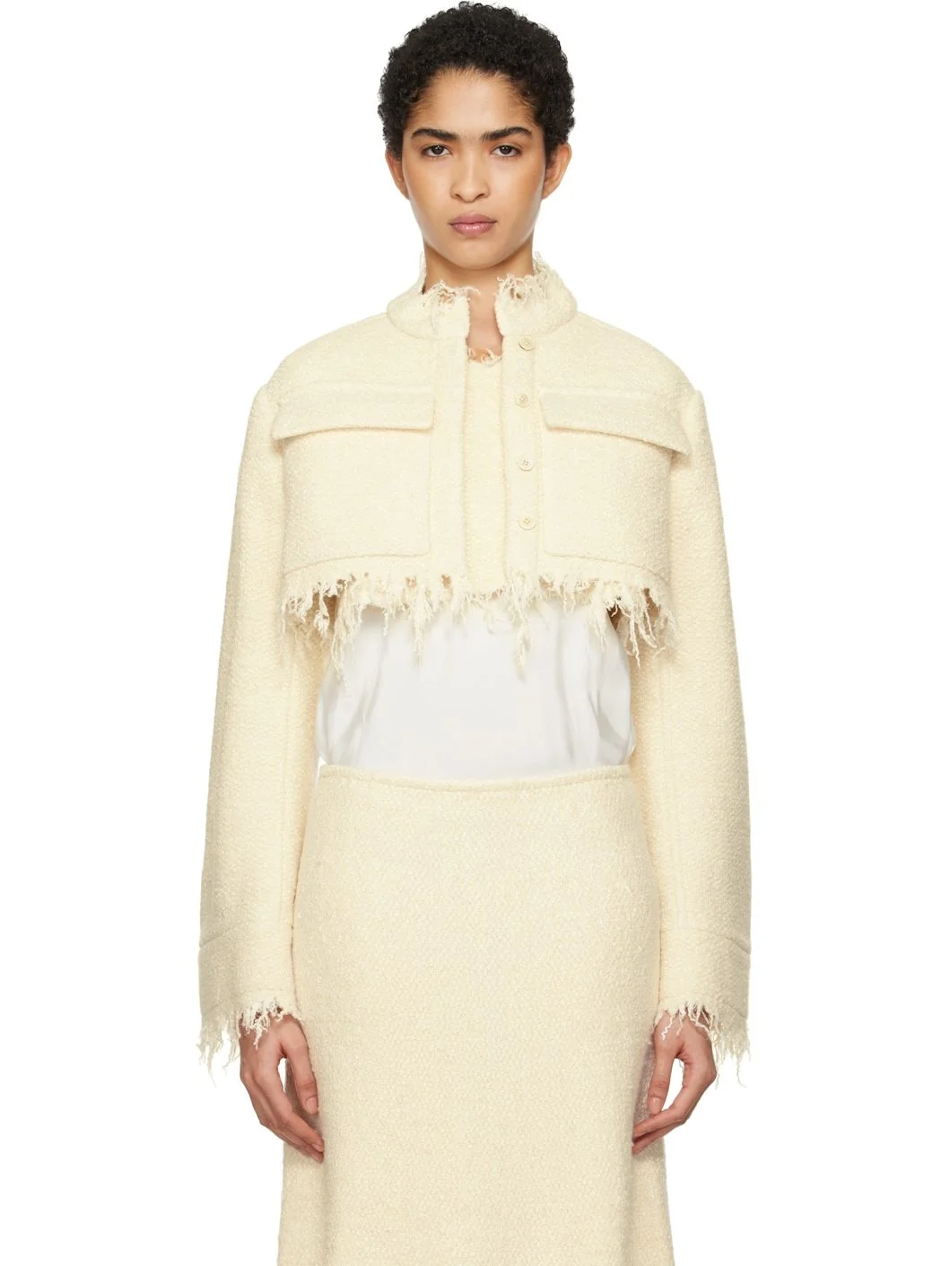 Off-White Cropped Jacket - 1