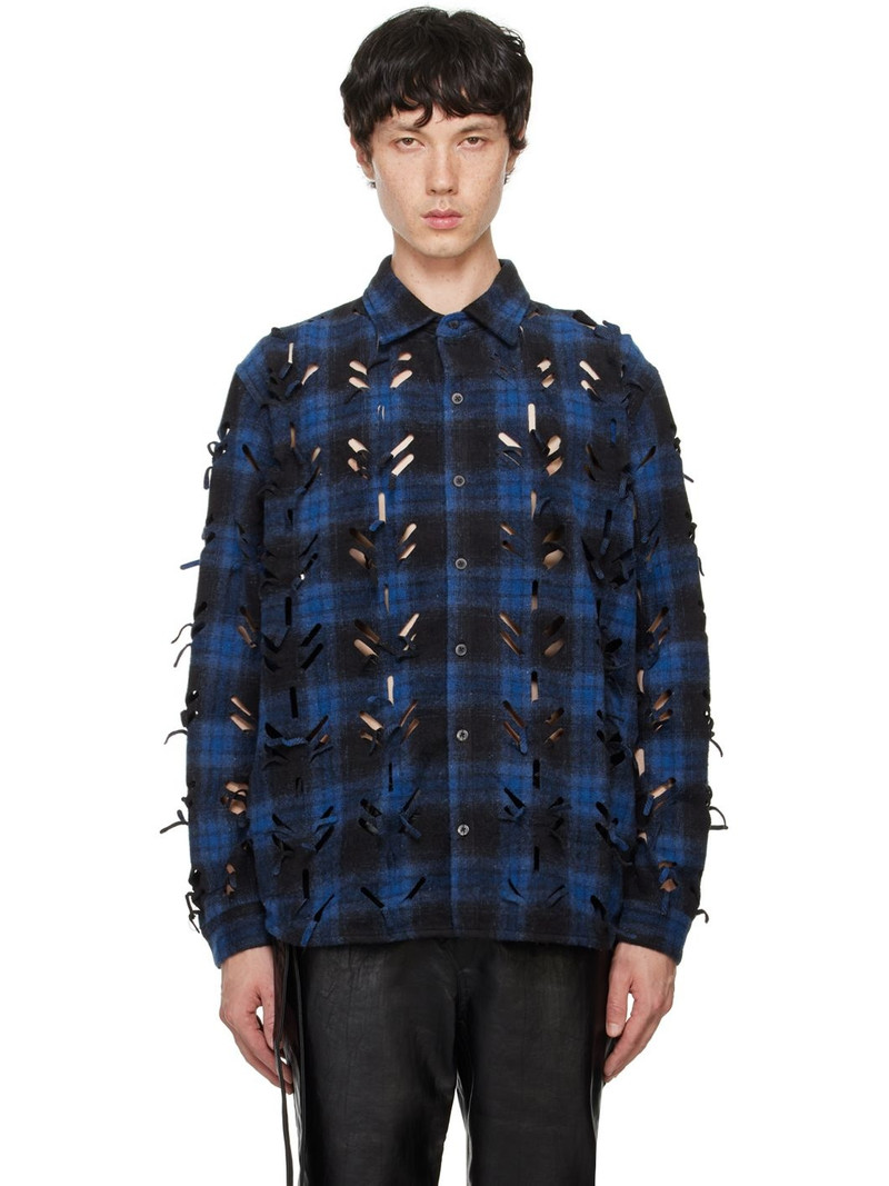 Blue Laser-Slashed Shirt 1