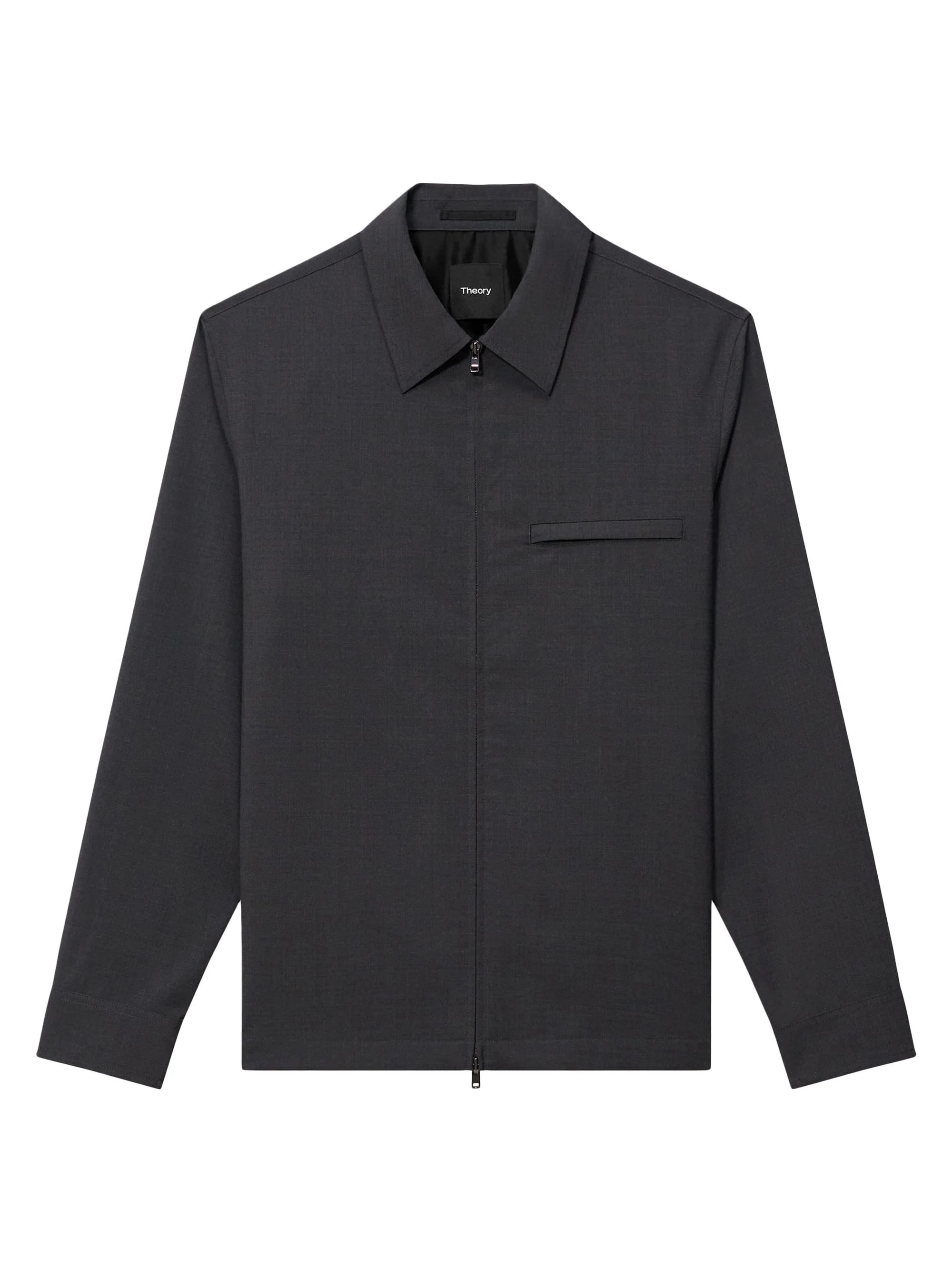 Men's Zip Wool-Blend Overshirt - Charcoal Melange - 1