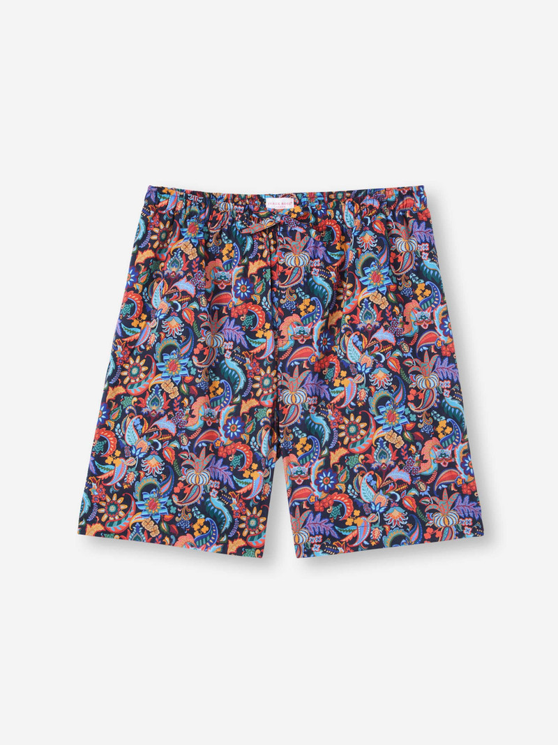 Derek Rose Men's Lounge Shorts Cotton Batiste Multi Jungle Paisley Print outlook