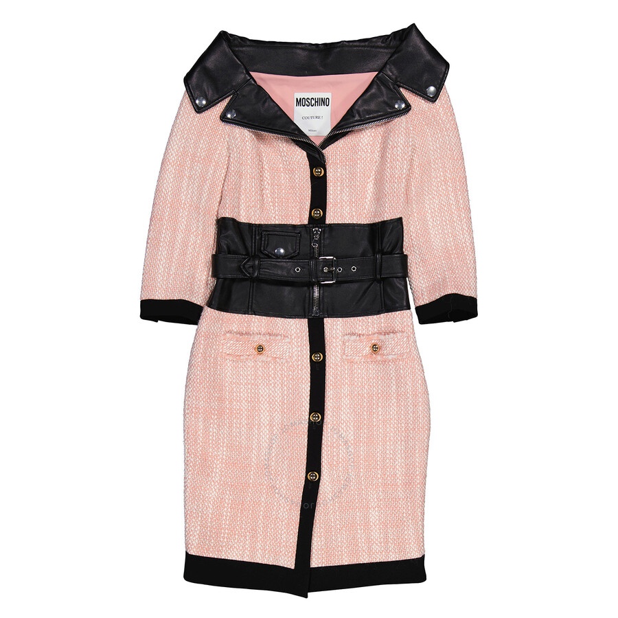 Moschino Pink Two-Tone Belted Minidress, Brand Size 40 (US Size 6) - 2
