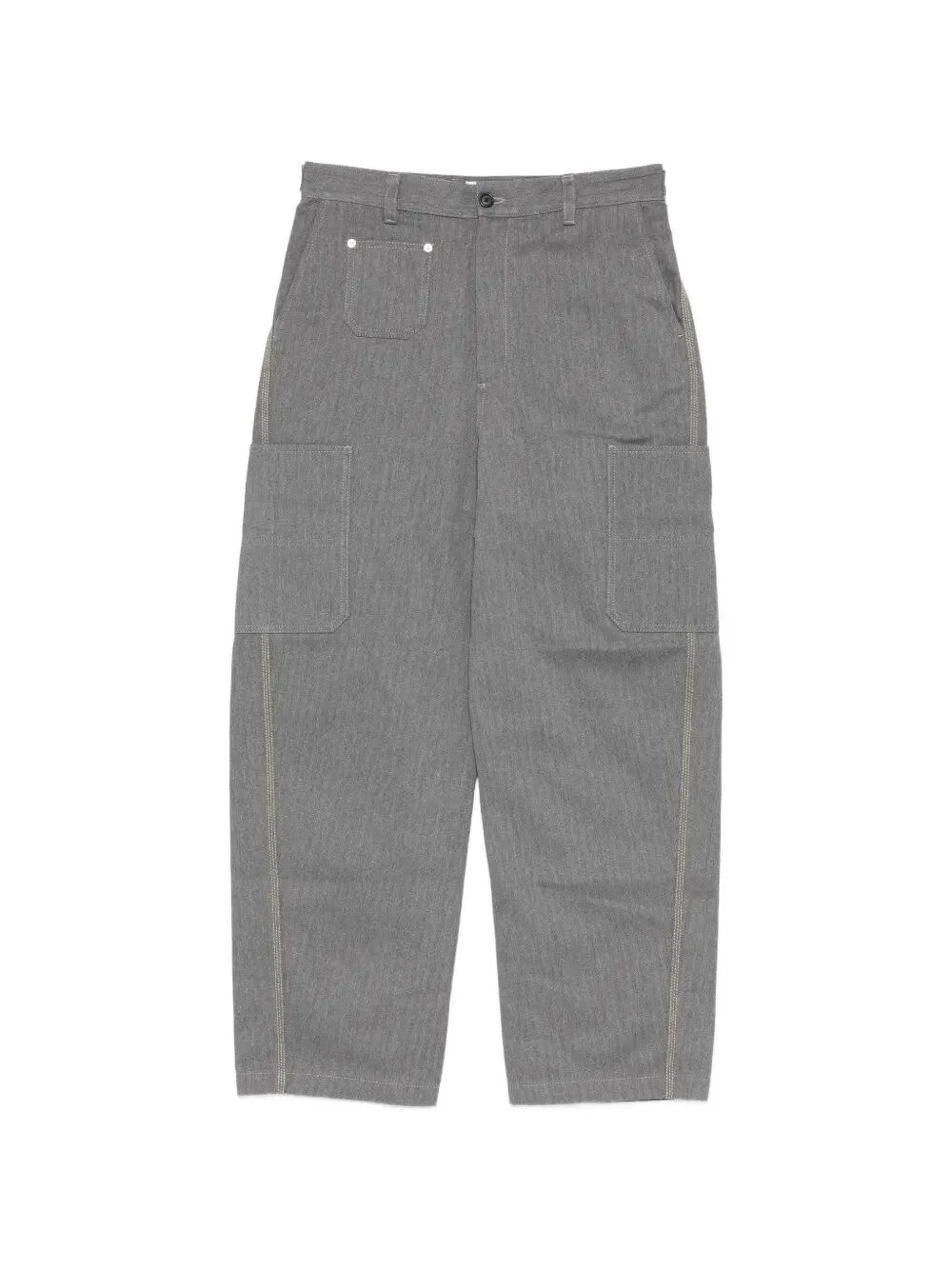 Denim Pants With Front `Couture` Seams - 1