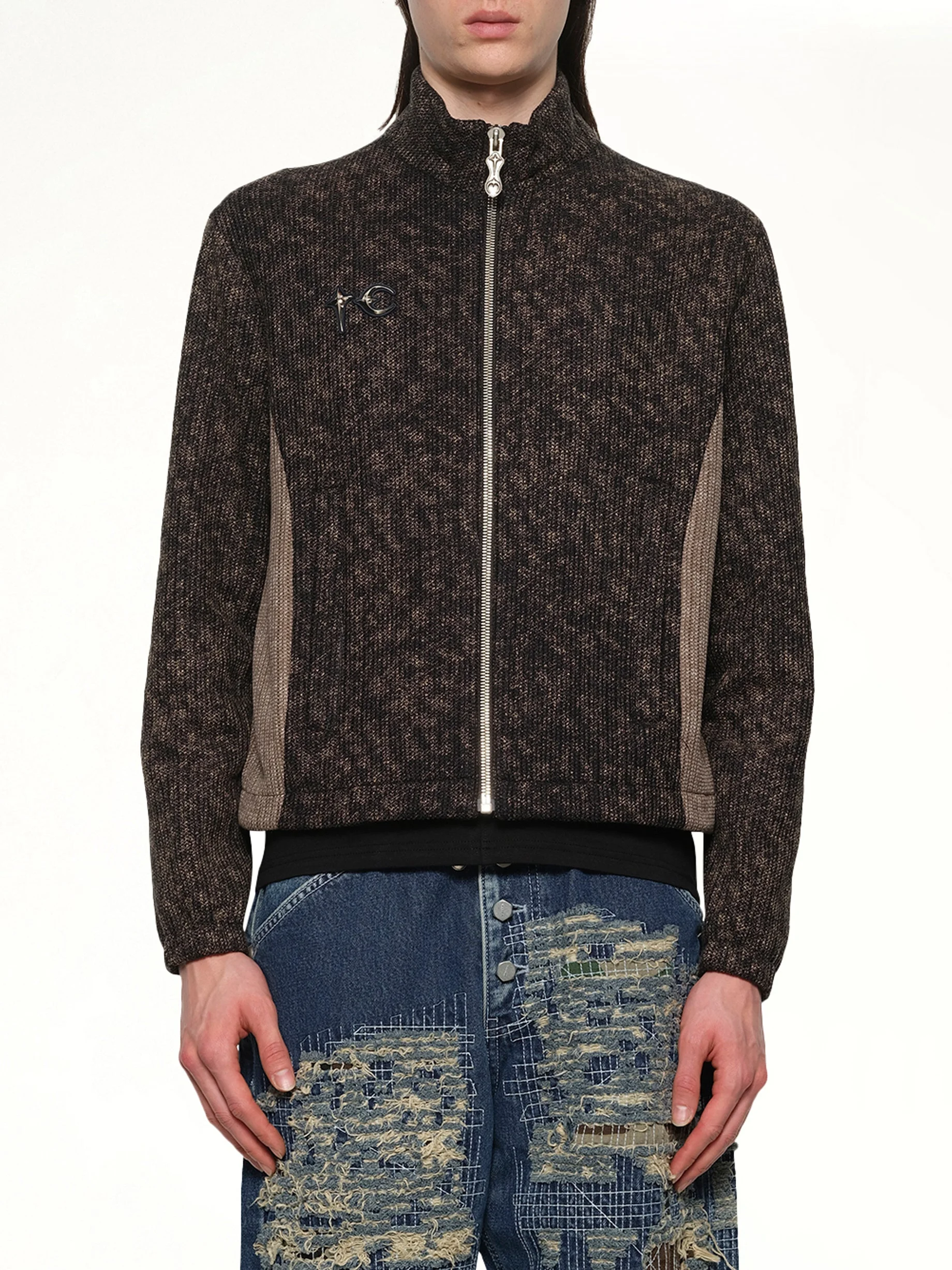 Devil Peace Patch Knit Jacket in Black - 1