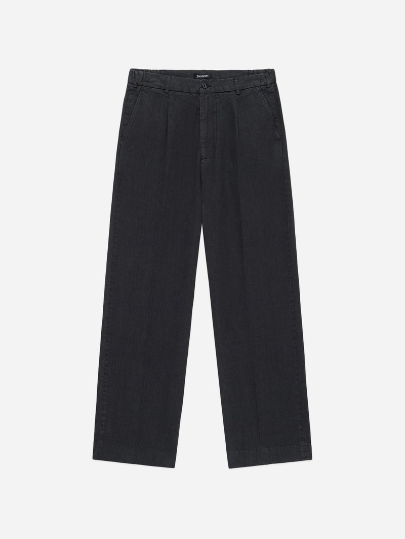 Pleated Trouser - Black Linen - 1