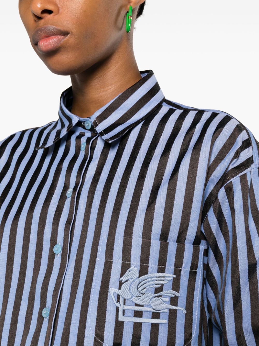 Pegaso-embroidered striped shirt - 5