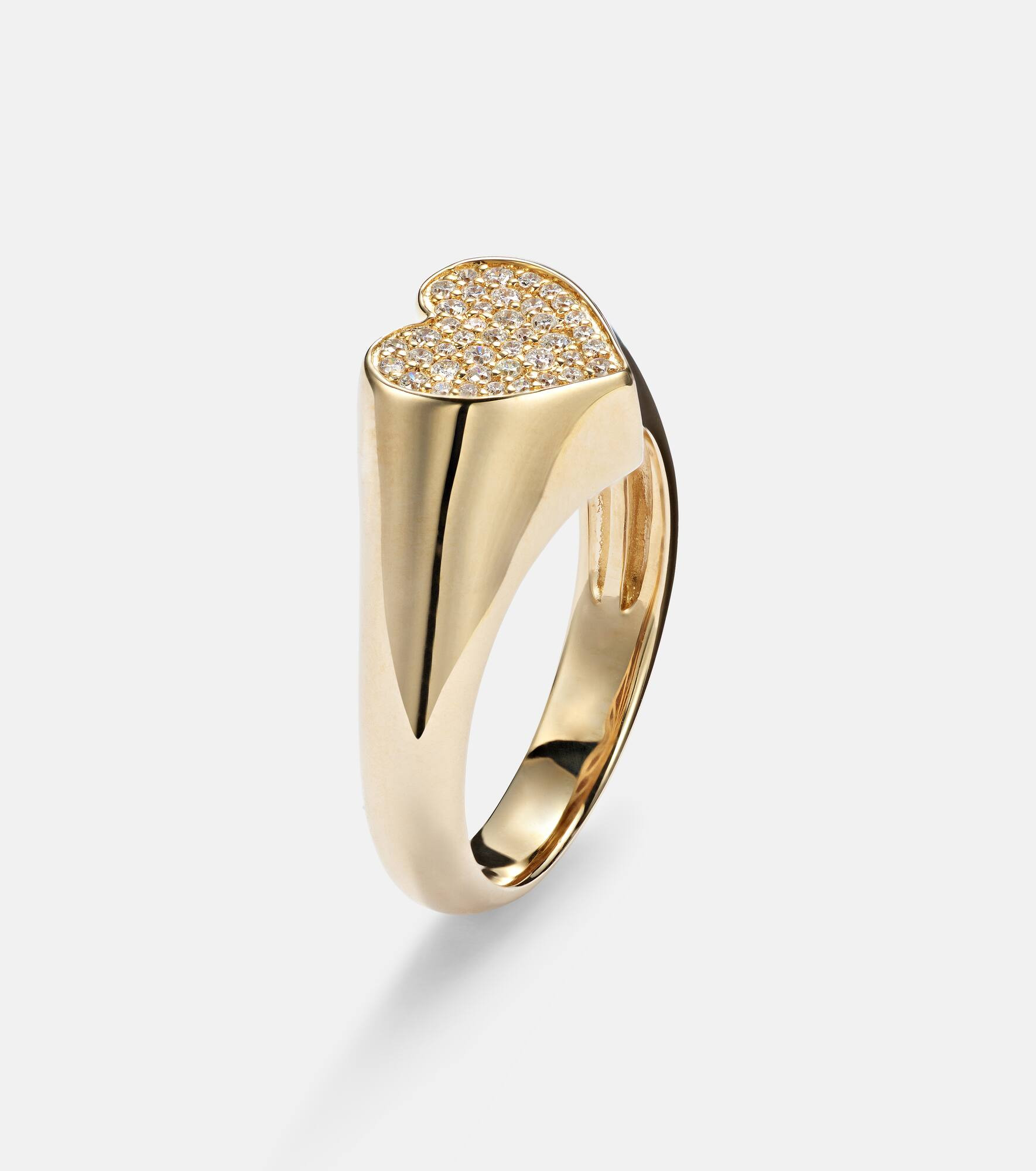 14kt yellow gold heart ring with diamonds - 4