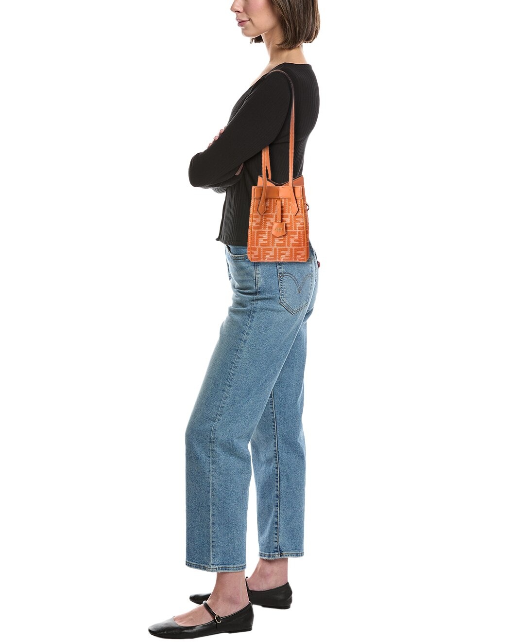 FENDI Origami Mini FF Jacquard & Leather Shoulder Bag - 4