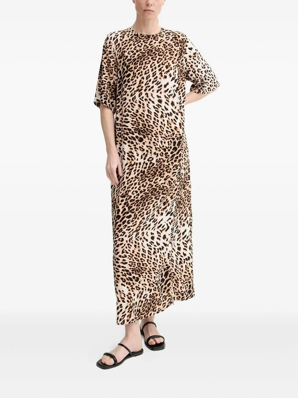 leopard print short-sleeve dress - 1