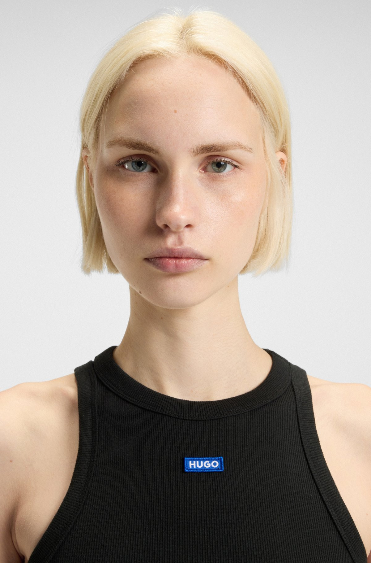 TANK TOP IN STRETCH COTTON WITH LOGO BADGE - 5