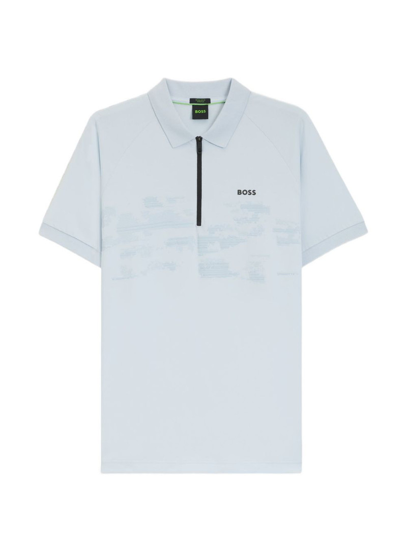 pattern zip-up polo shirt 1