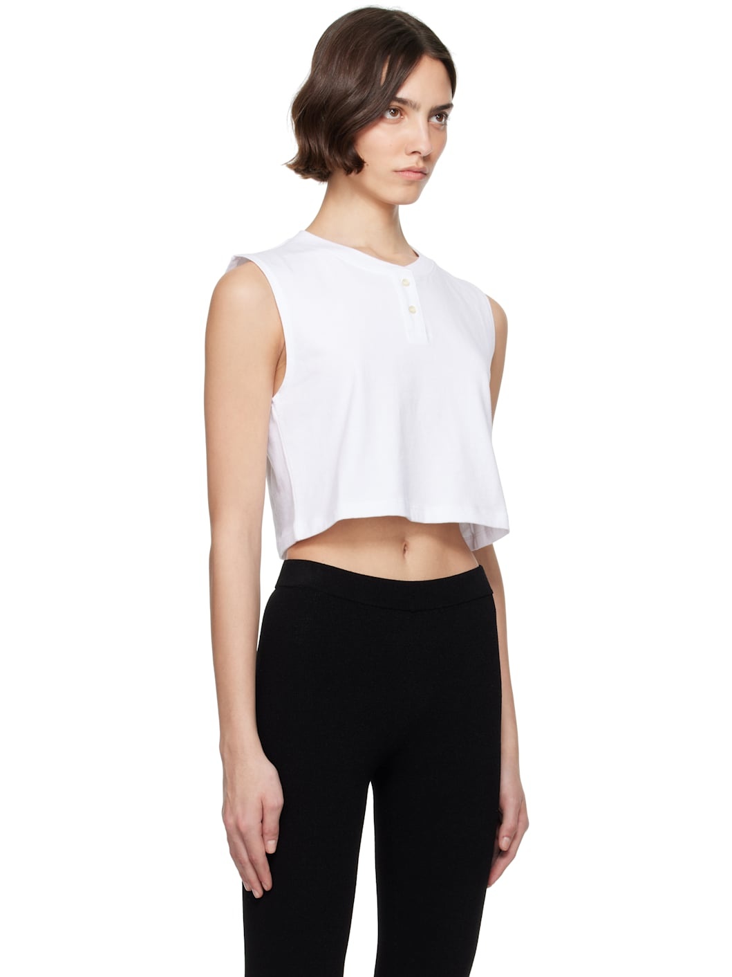 White Margo Sleeveless Henley - 2
