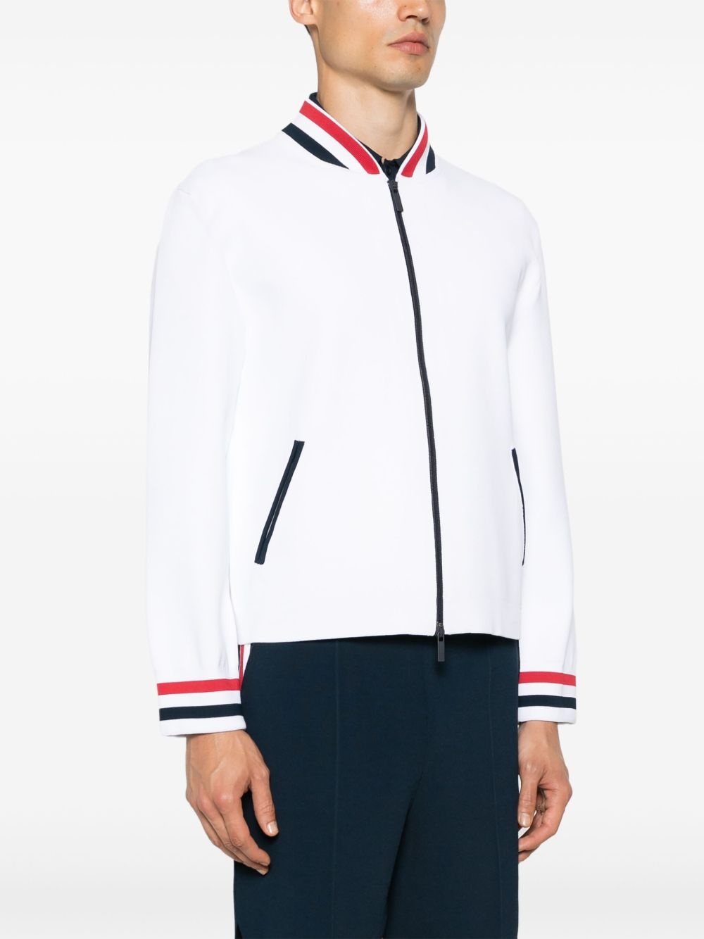 RWB-stripe knitted bomber jacket - 3