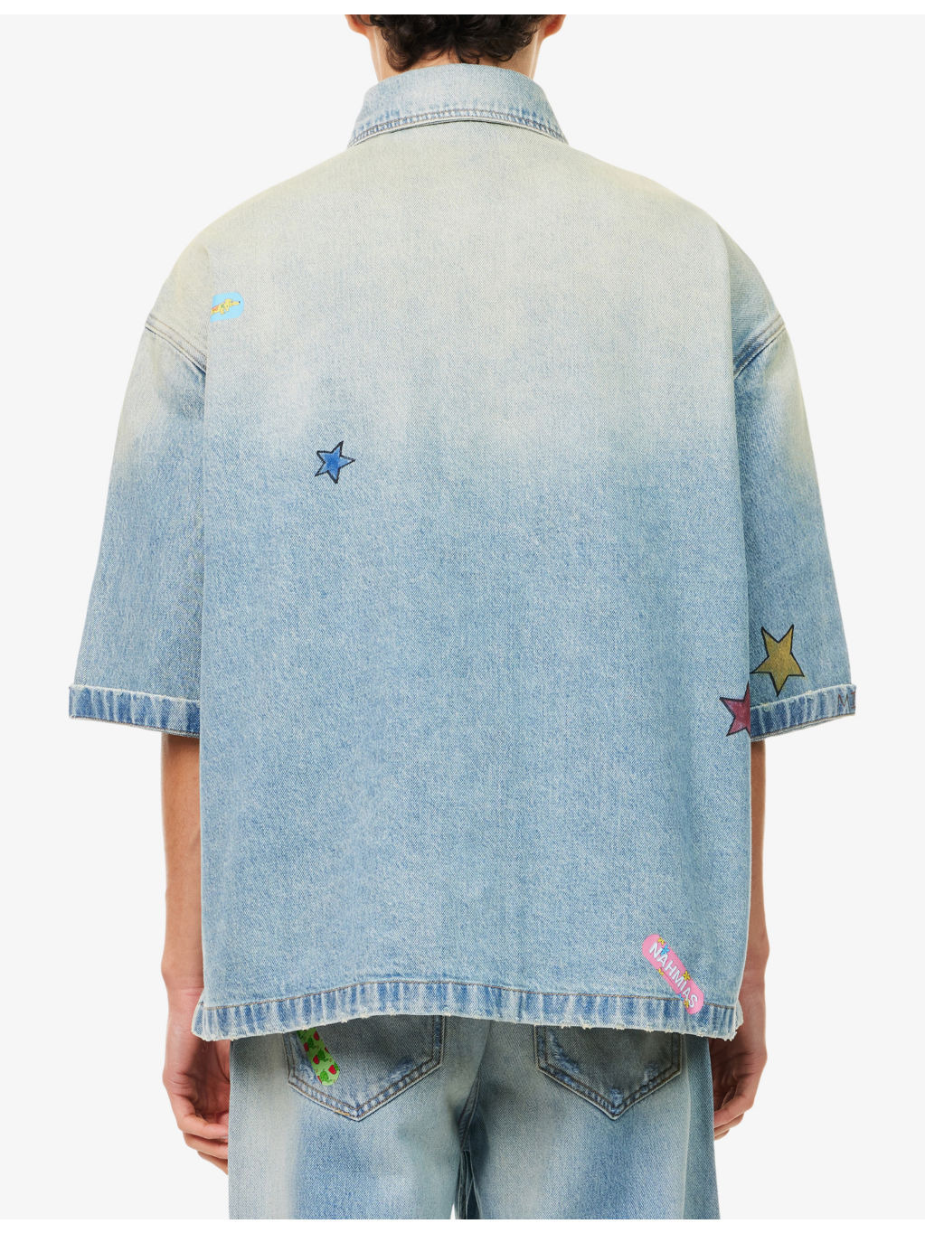 Oversized Bandaid Denim  Shirt - 4
