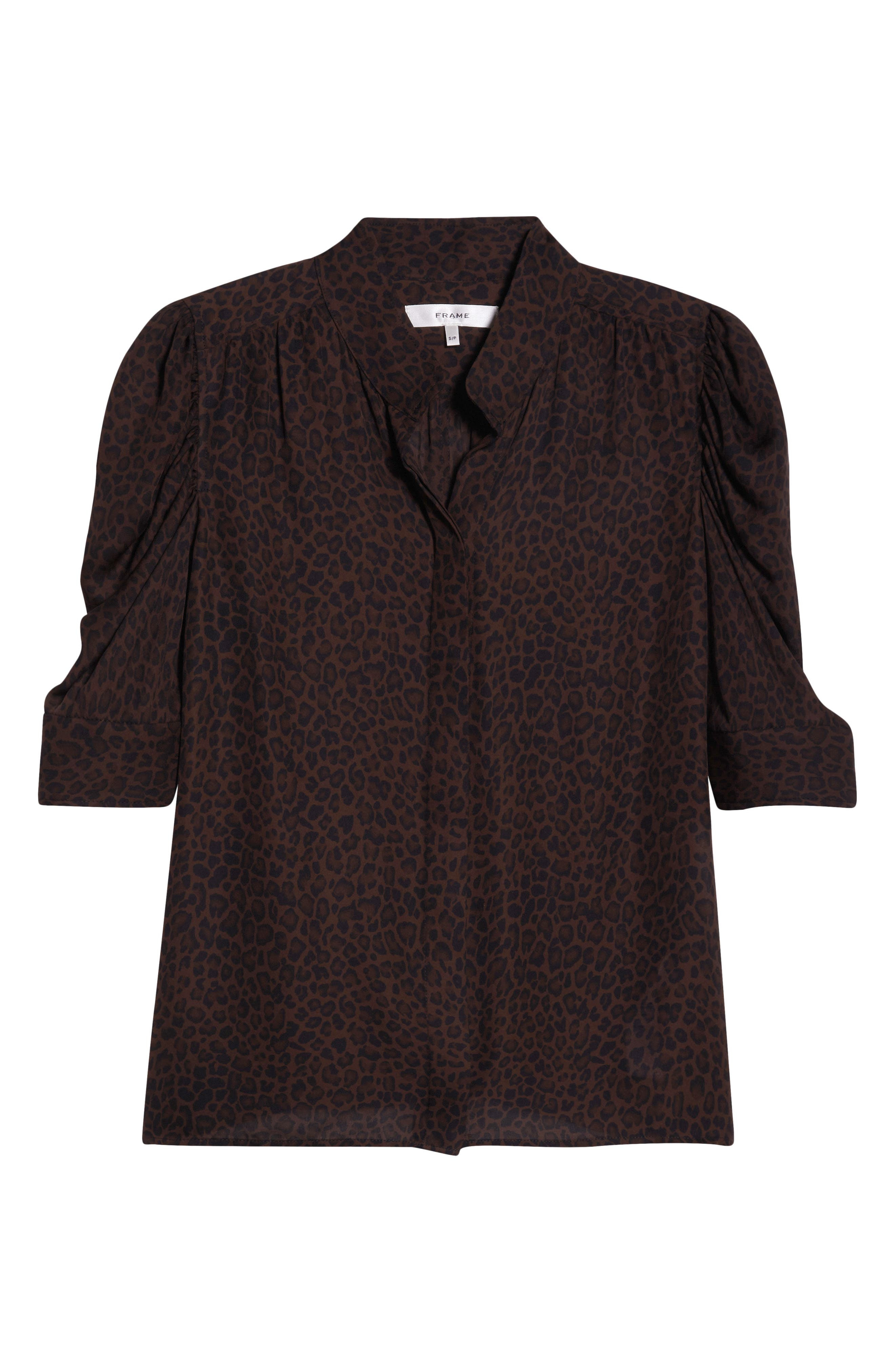 FRAME The Leopard Gillian Puff Sleeve Silk Top at Nordstrom - 5