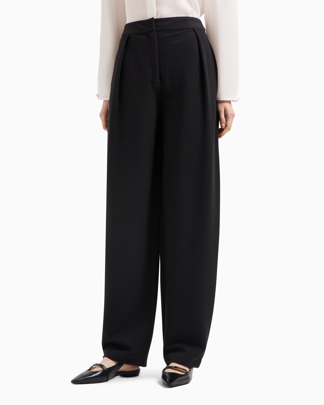 KNIT-EFFECT JACQUARD JERSEY TROUSERS WITH DARTS - 2