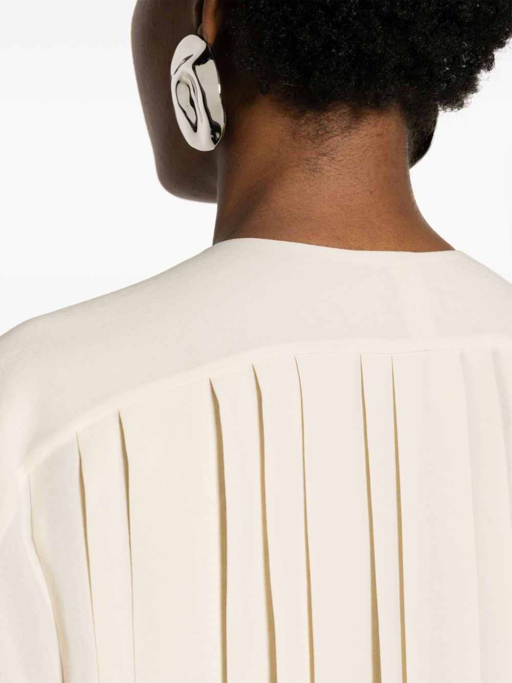 Bouloi collarless pleated blouse - 5