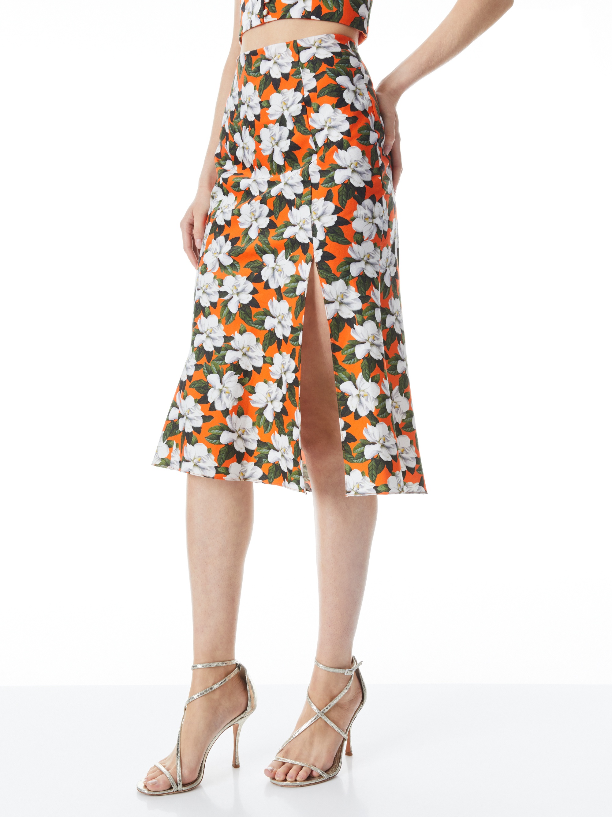 STEPHINE HIGH SLIT MIDI SKIRT - 2