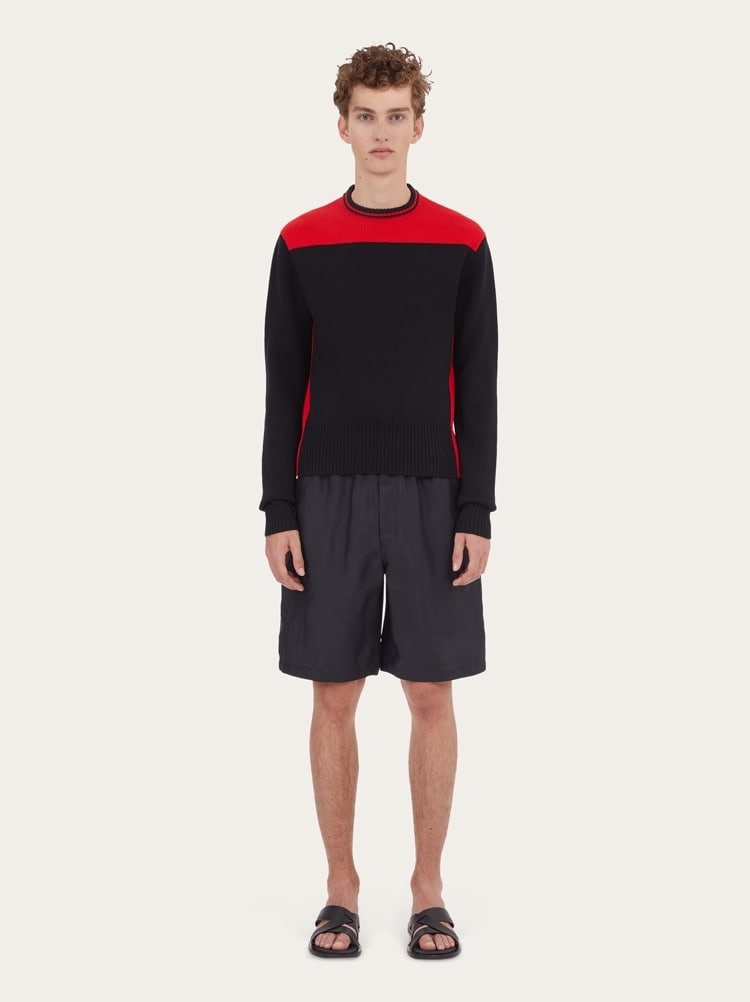 COLOR BLOCK ROUND NECK SWEATER - 5
