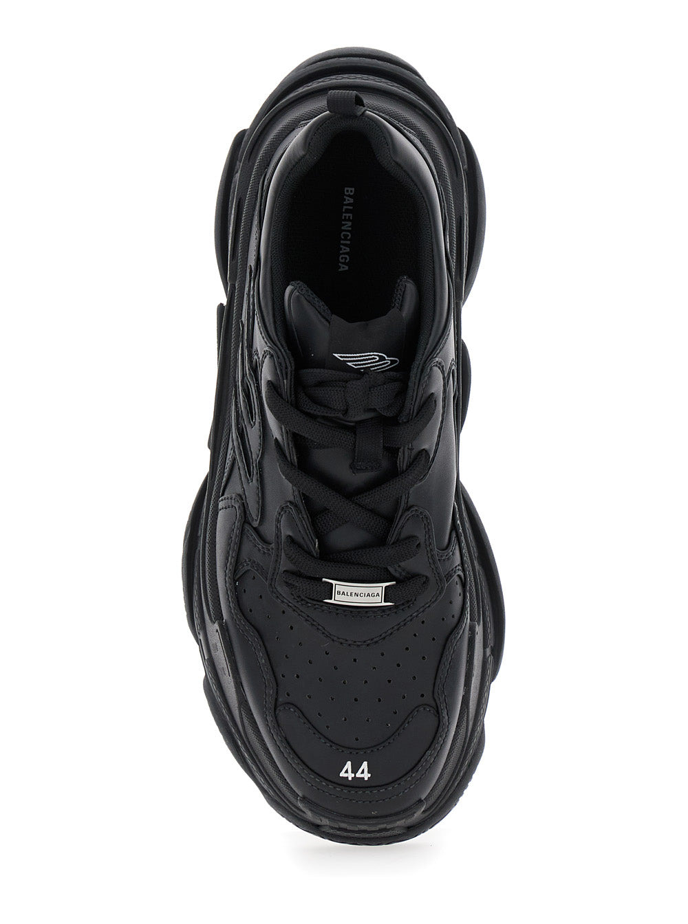 Balenciaga Men 'Triple S Sporty' Black Sneaker With 3B Logo Embroidered On The Side And Worn Effect  - 4