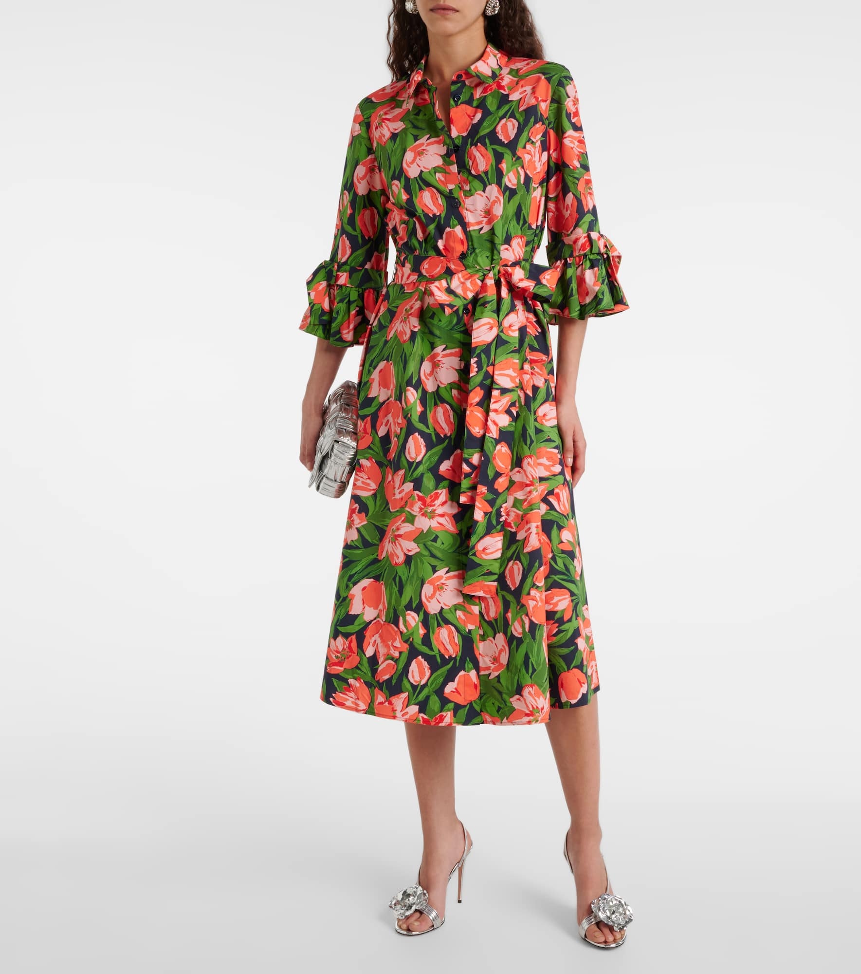 Bow-detail cotton-blend shirt dress - 2